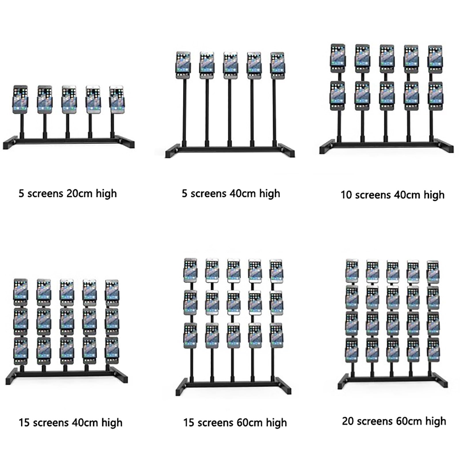 Generico Supporto Girevole Multi-Dispositivo per Cellulare, Supporto Multistrato da 60 cm per Streaming Live e videoconferenze, organizza Fino a 15 telefoni, Perfetto per creatori e Professionisti