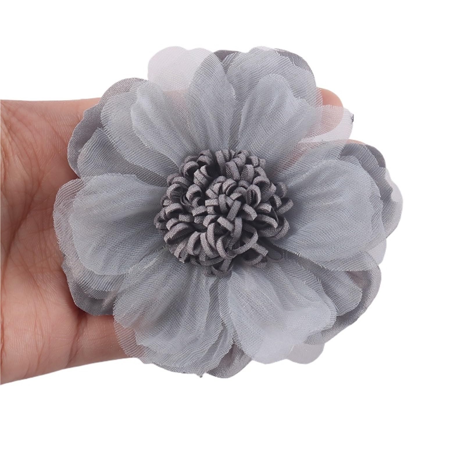 Wtaxbh 04Grey Iron On Patches 10Pcs Large Handmade Chiffon Fabric Artificial Flower For Wedding Dress Clothing Hats Headdress Decoration Diy(04Grey)