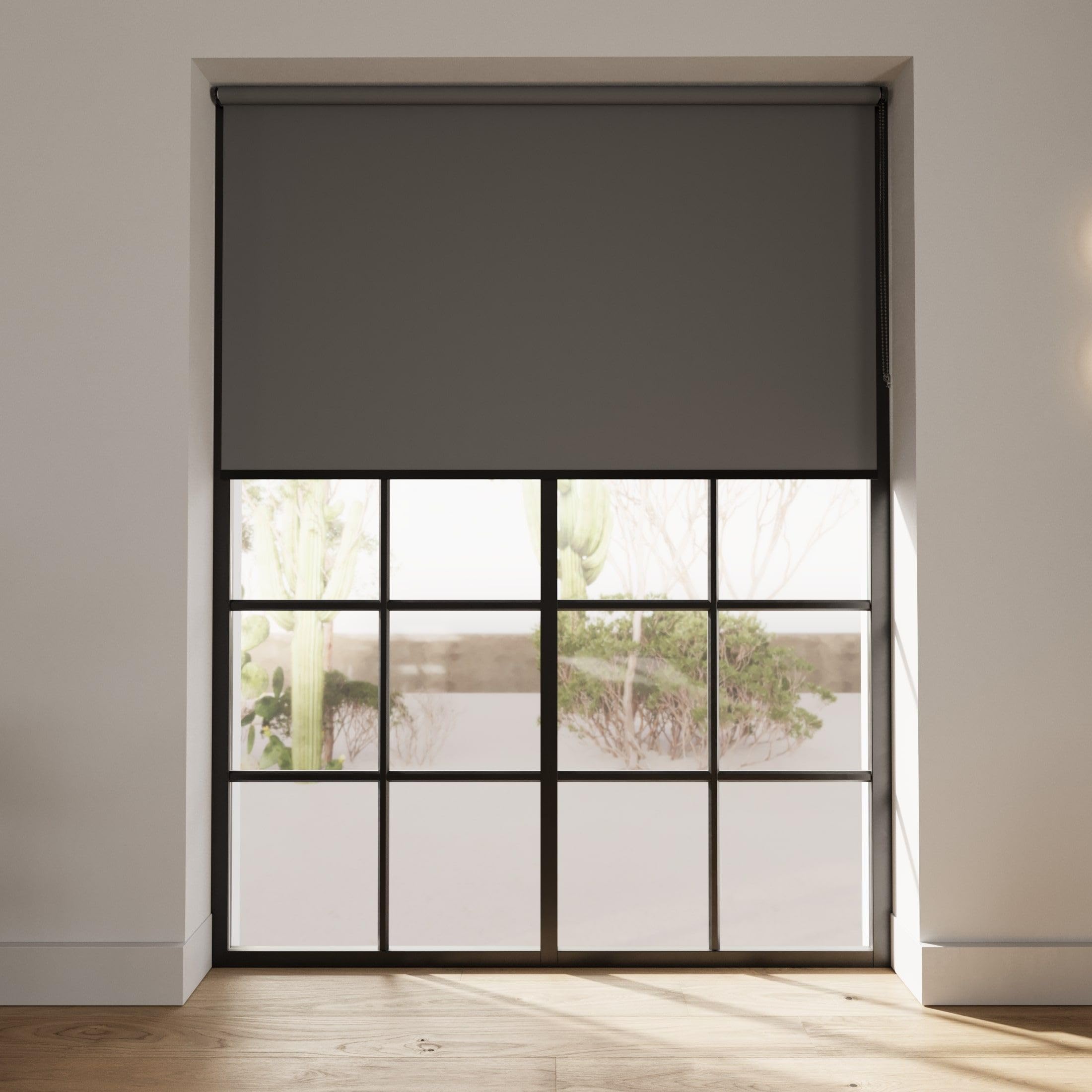 Cocoon Luxus Verdunklungsrollo Ohne Bohren 85 x 190 - Anthrazit | Klemmfix Thermorollo - 100% Verdunkelung - Beidseitig Farbgleich & Kette in Metall - Vollständiger Grössenbereich - Kürzbar