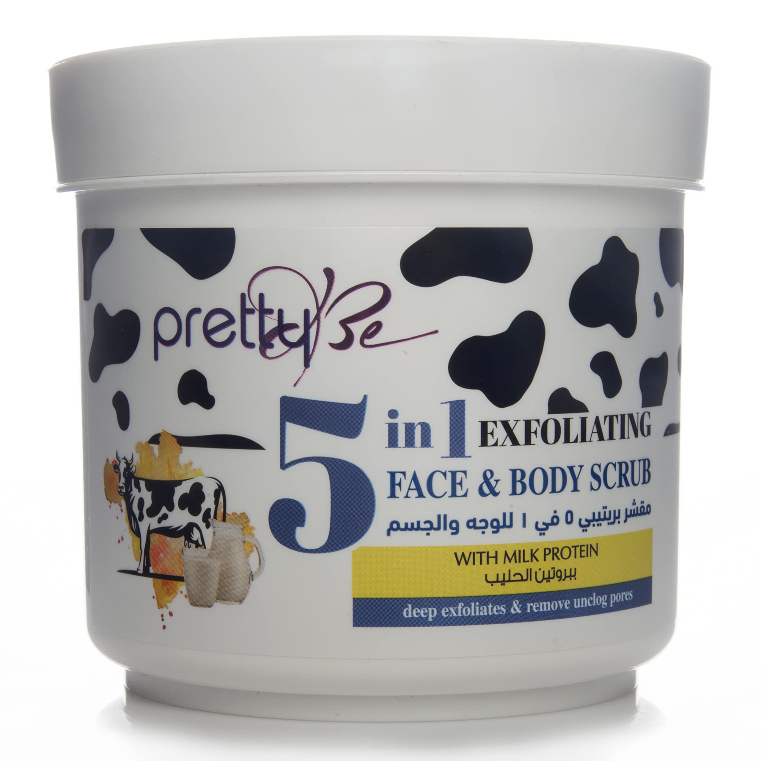 pretty Be 5 in 1 Exfoliating Face & Body Scrub With Milk Protein | Deep Exfoliates & Remove Unclog pores
