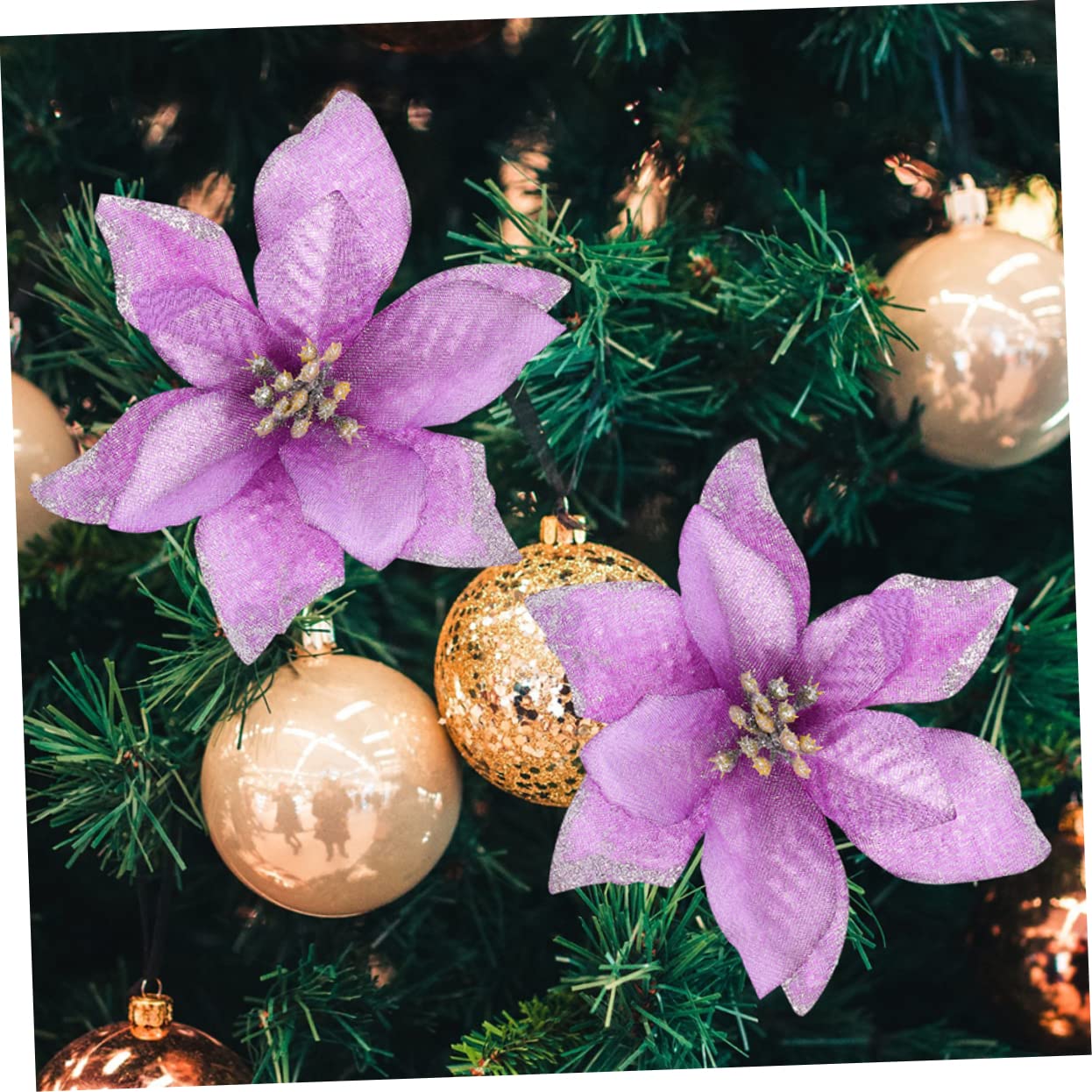 PRETYZOOM 108stücke Künstliche Weihnachtsblumen Für Weihnachtsschmuck Dekoration Von Weihnachtsbaum Hochzeiten Und Festen Handgefertigte Farbenfrohe Poinsettia-Dekorationen