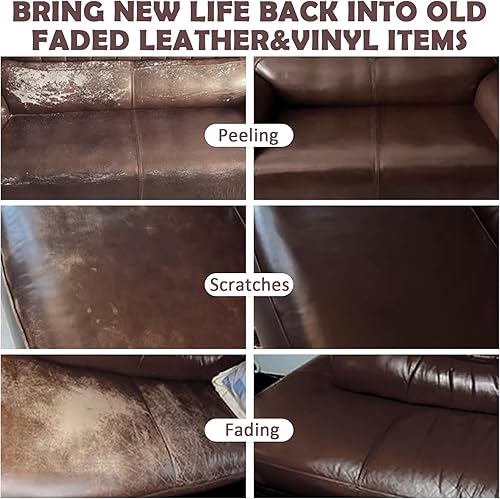Miniatura 7 de Bálsamo recolorante de cuero, tinte de cuero marrón oscuro con acondicionador de cuero de aceite de visón, restaurador de color de cuero, kit de