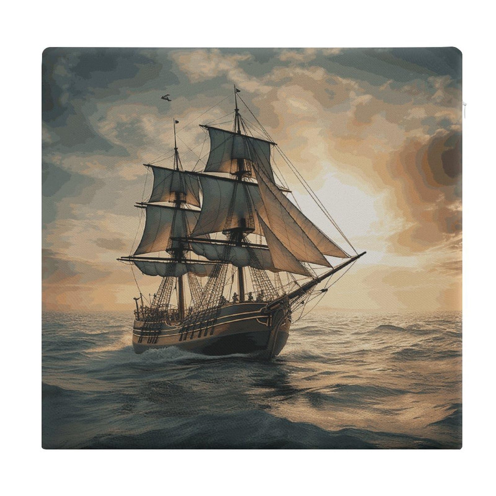 Adfgyerh Style Ship Sailing Alone Cushions Memory Foam For Adults, Seat Cushion Chair Pads Soft, Square Pillows For Dining, Kitchen, Office, Patio Chairs