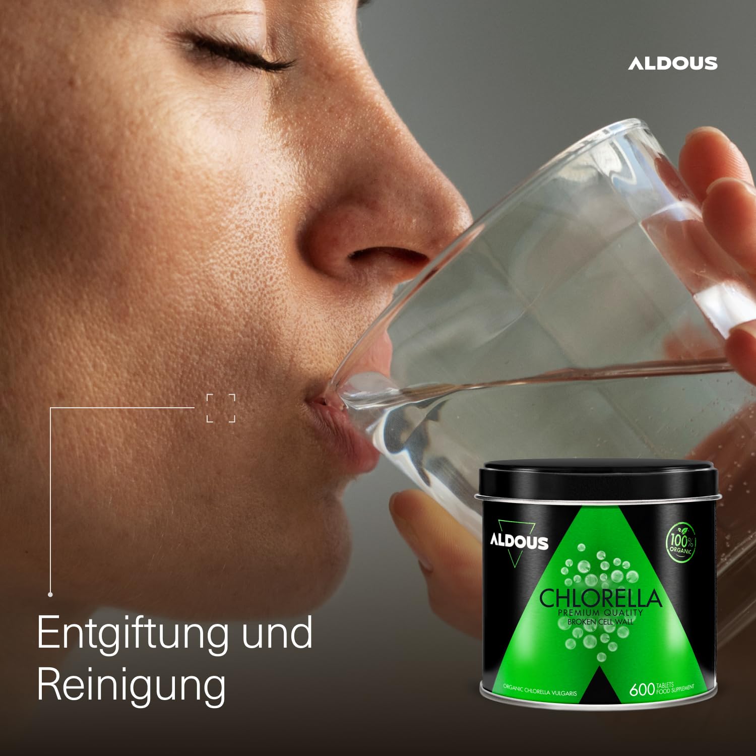 600 Chlorella Bio Presslinge - 3000 mg pro Tagesdosis - mit aufgebrochenen Zellwänden - 100% Rein & Natürlich, DETOX, ohne Zusätze - Bio Vegan Protein - Chlorophyll - Energie Booster - ALDOUS