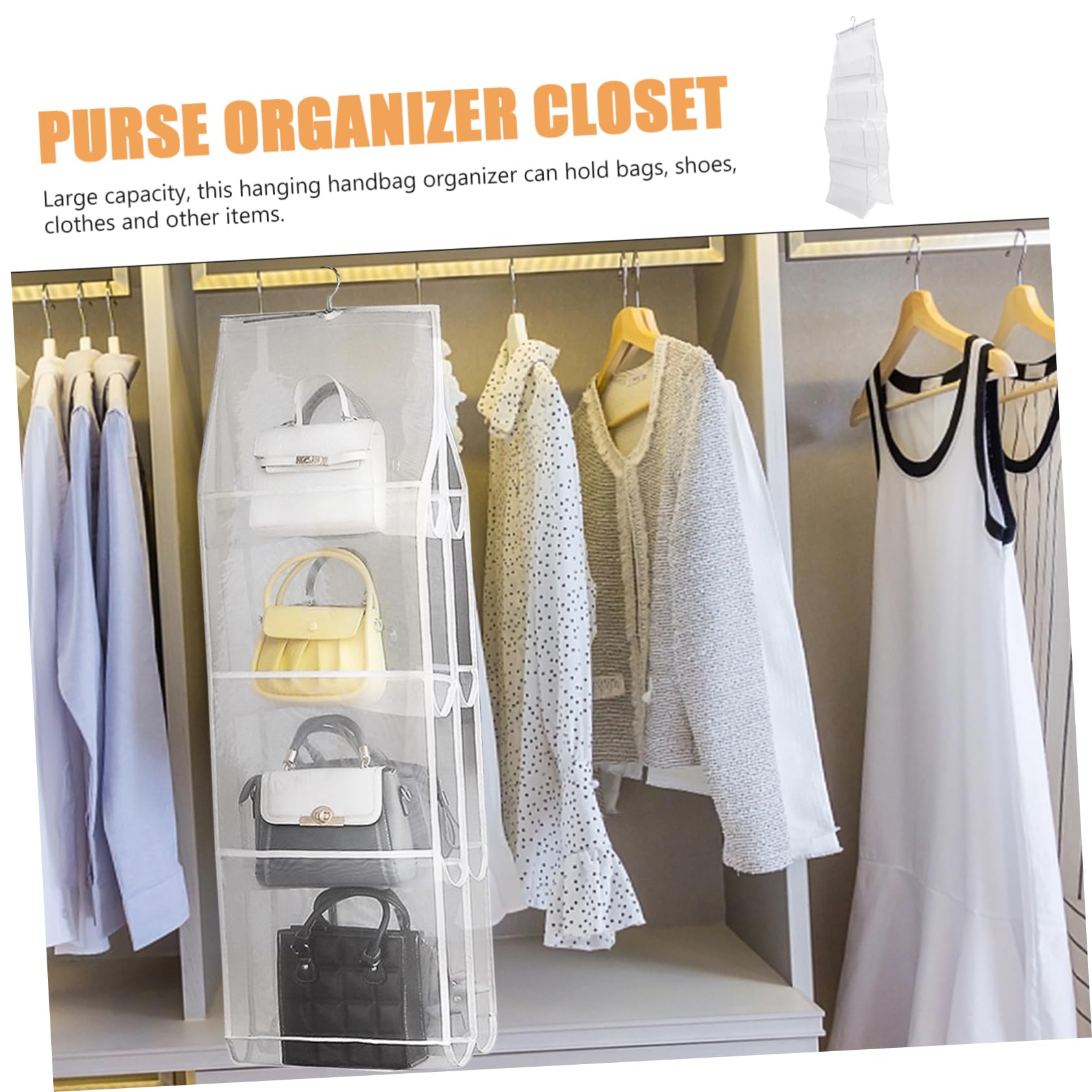 KOMBIUDA Organizador Ahorro Armario Bolsos de Nylon y Blanco Colgante 4 Niveles con Bolsillos, Gran Capacidad de Espacio para Hogar