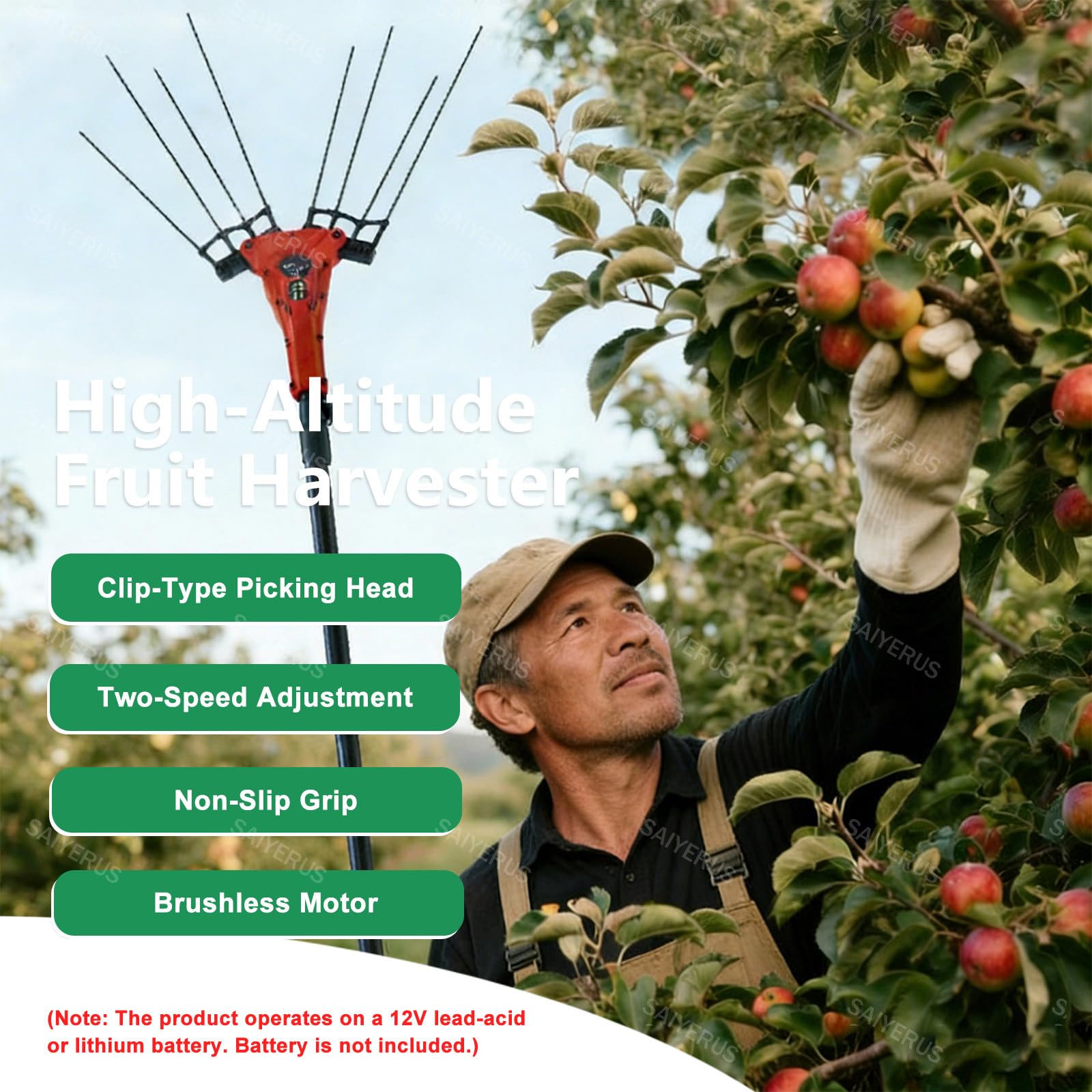 Cosechadora de Aceitunas Eléctrica de 600W con Pértiga Telescópica de 175-270cm, Recolectora Vibratoria de Frutos de Gran Altitud para Dátiles, Granos de Café, Castañas, Nueces, Bayas Goji