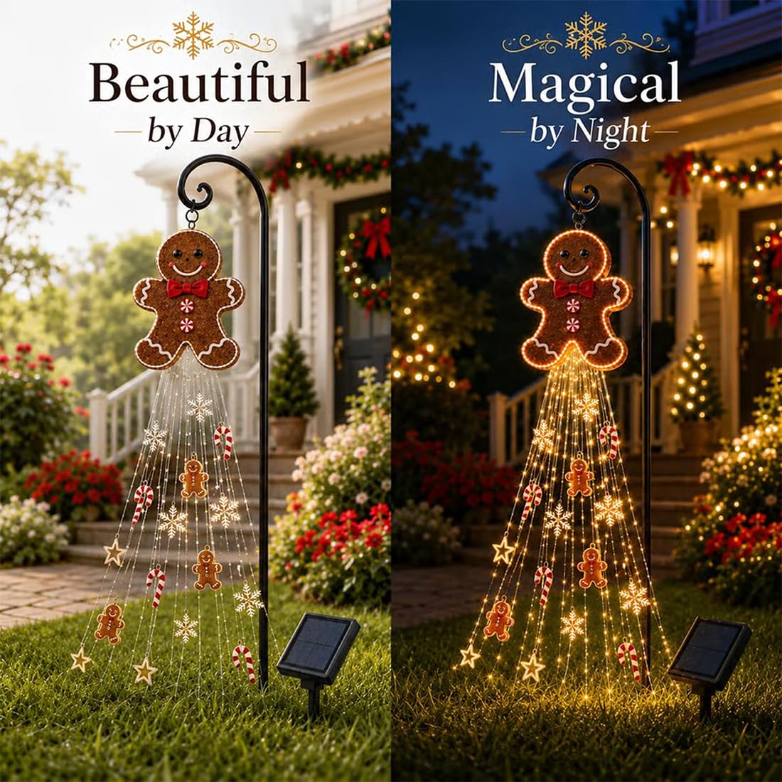 Luce Solare Magica A Forma Di Omino Di Pan Di Zenzero Per Le Feste (2pc)