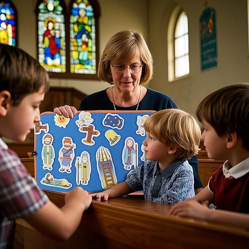 Miniatura 5 de CHEFAN Paquete de 4 historias bíblicas de tablero de fieltro, historias de franela incluyen Adán y Eva, escalera de Jacob, Moisés y el arbusto