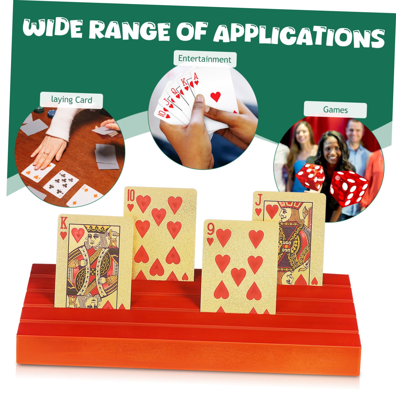 Soporte de Madera para Naipes 2 Piezas Base de Mesa Marrón | Juego para Cartas, Presentación Vertical, Acceso Rápido, Uso en Partidas y Reuniones