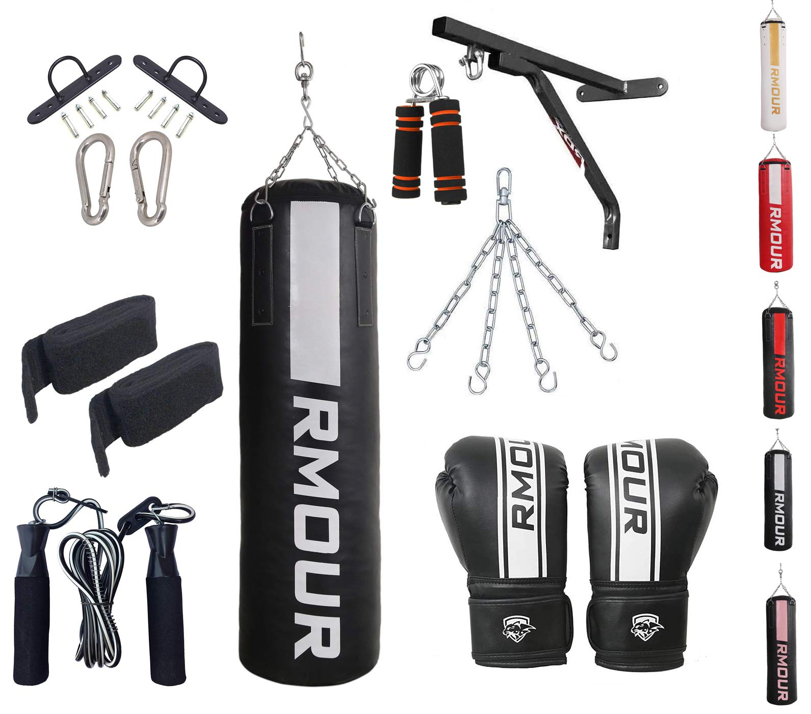 IWIN RMOUR Heavy PU Punching Bag Boxing MMA Sparring Punching Training with Hanging Chain and Heavy Duty Wall Mounted Stand, Gloves, Hand Wraps & Accessories (3 Feet, Unfilled - Black White) (B08XZ2MMK1) Amazon Price History, Amazon Price Tracker