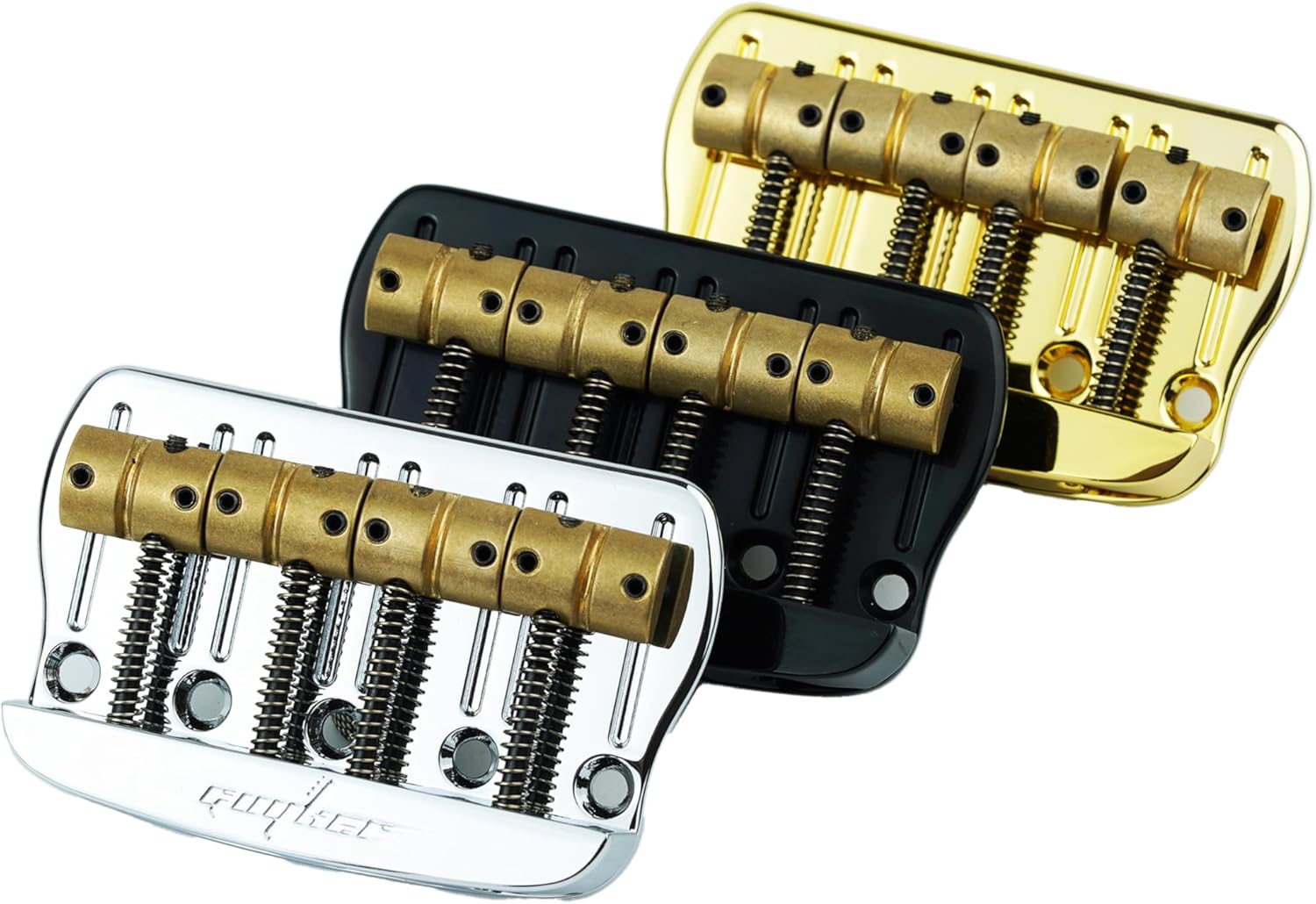 Guyker 4 String Hardtail Bass Bridge String Spacing 17.5mm, Bass Bridge Assemble with Brass Saddle (Chrome, GB408)