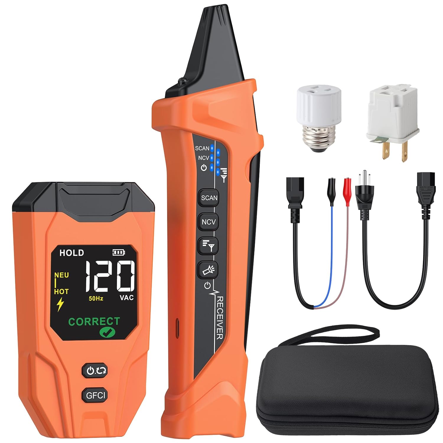 Proster Circuit Breaker Finder - Electrical Circuit Tracer with LCD Display and GFCI Outlet Tester, NCV Voltage Detector & Flashlight, All-in-One Electrical Tracer Kit for 90-135V AC (US Standard)