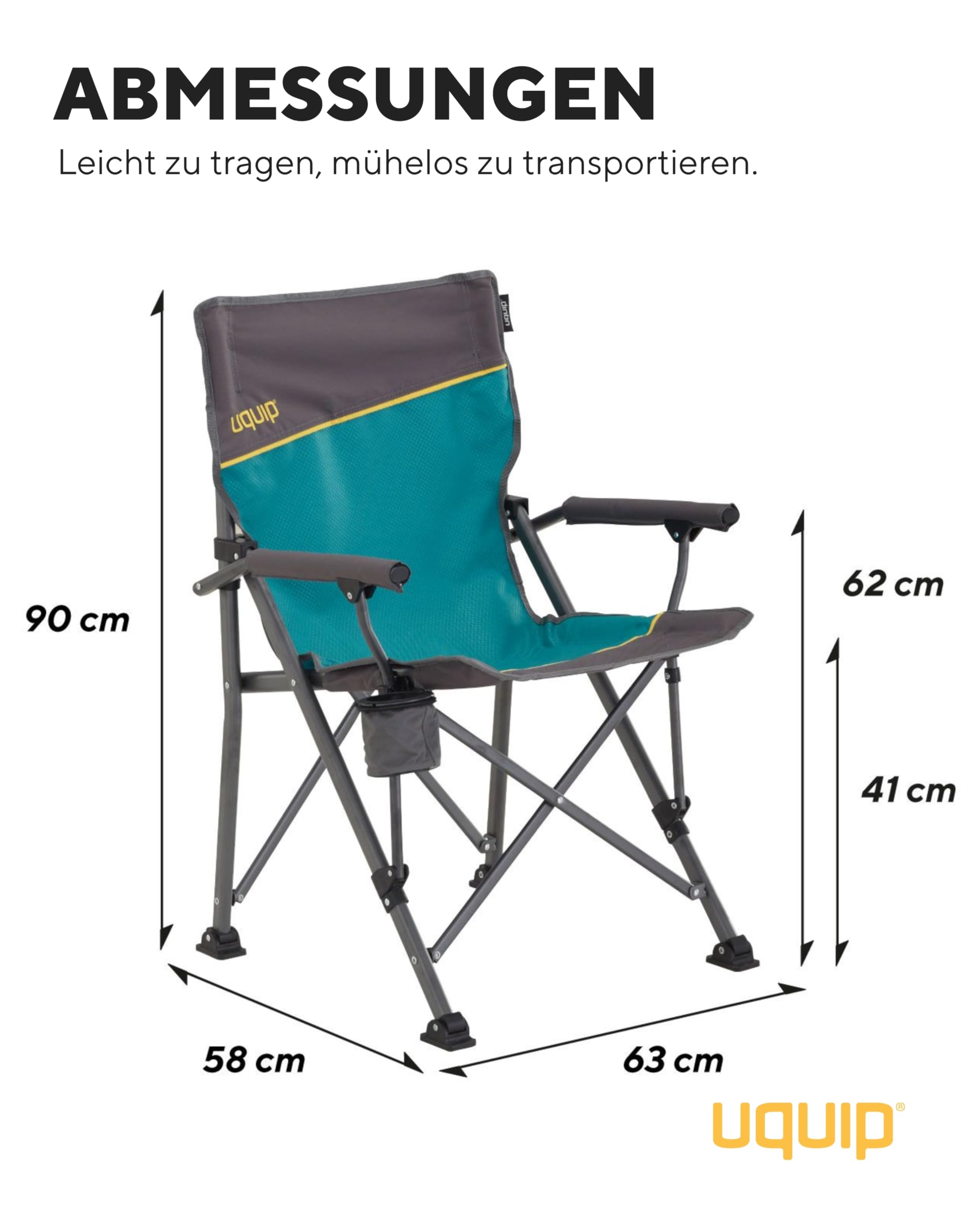 Uquip Roxy Campingstuhl mit Flaschenhalter - Stabile Ausführung bis 120 kg - Blau