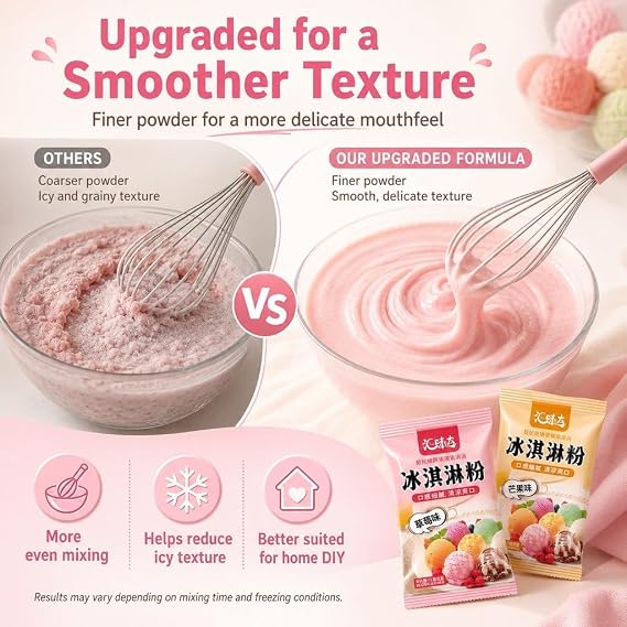 DIY Homemade Ice Cream Powder Mix Kit (6 Flavors, 50g Each) For Sundae, Cone & Soft Serve Dessert