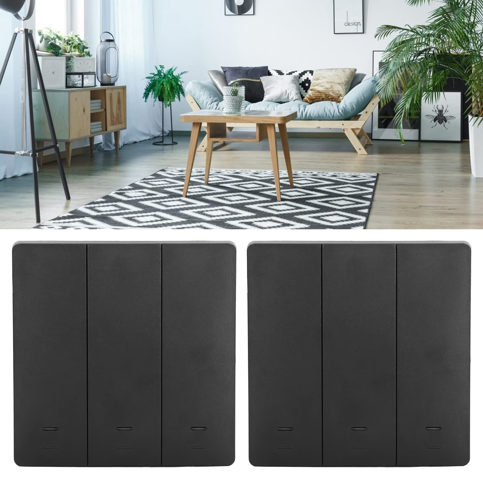 YWBL-WH Interruptor Inteligente de 3 Bandas Interruptor de Luz WiFi Inalámbrico Control de Voz Trabajo con Botón Alexa Control de Aplicación Móvil para Uso en el Hogar, Oficina, Hotel,