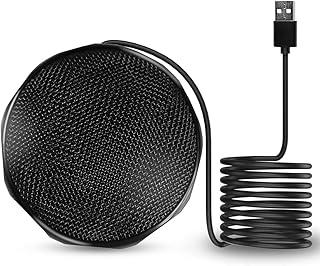 Hwanjia Conference USB Microphone Portable Computer Desktop Microphone Plug and Play PC Mic with LED Indicator for Online Meeting Skype Gaming Recording Chatting Zoom