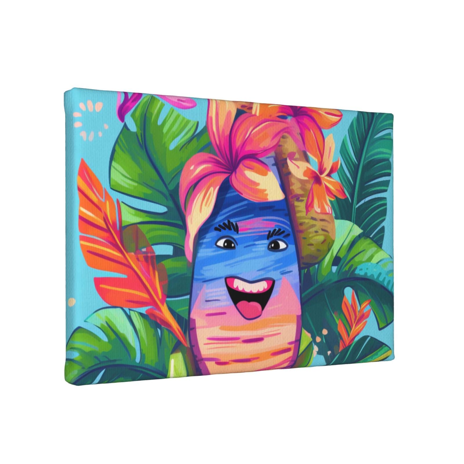 YKLJG Hello Hawaii Printed Wall Art Canvas Painting 30x20 CM Wooden Framed Picture Painting Artwork Prints for Bedroom Kitchen Home Office Decor