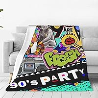 Vista 1 de Retro 80s 90s Blanket Soft Fleece Blankets 60"x50" Warm Throw Blankets for Bed Couch Office Travel Camping