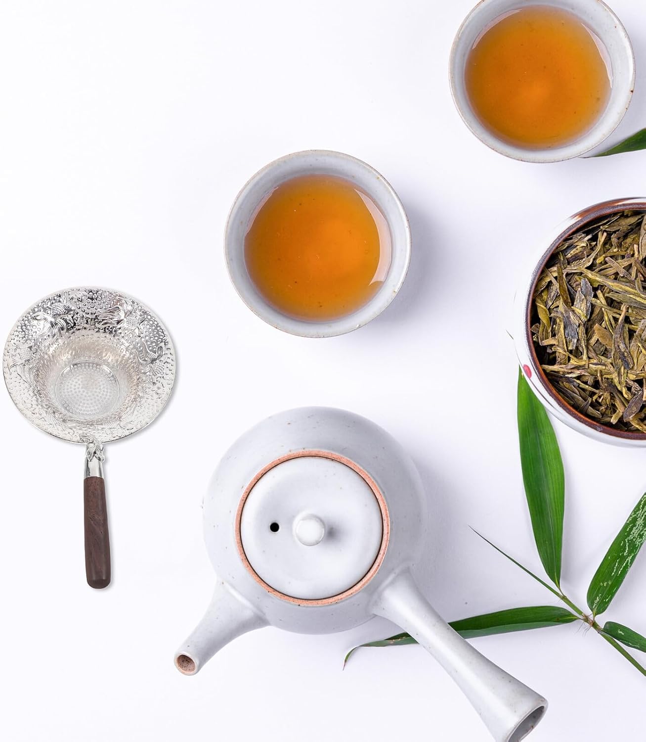Silver Koi Fish Tea Strainer with Long Handle Fine Mesh Filter