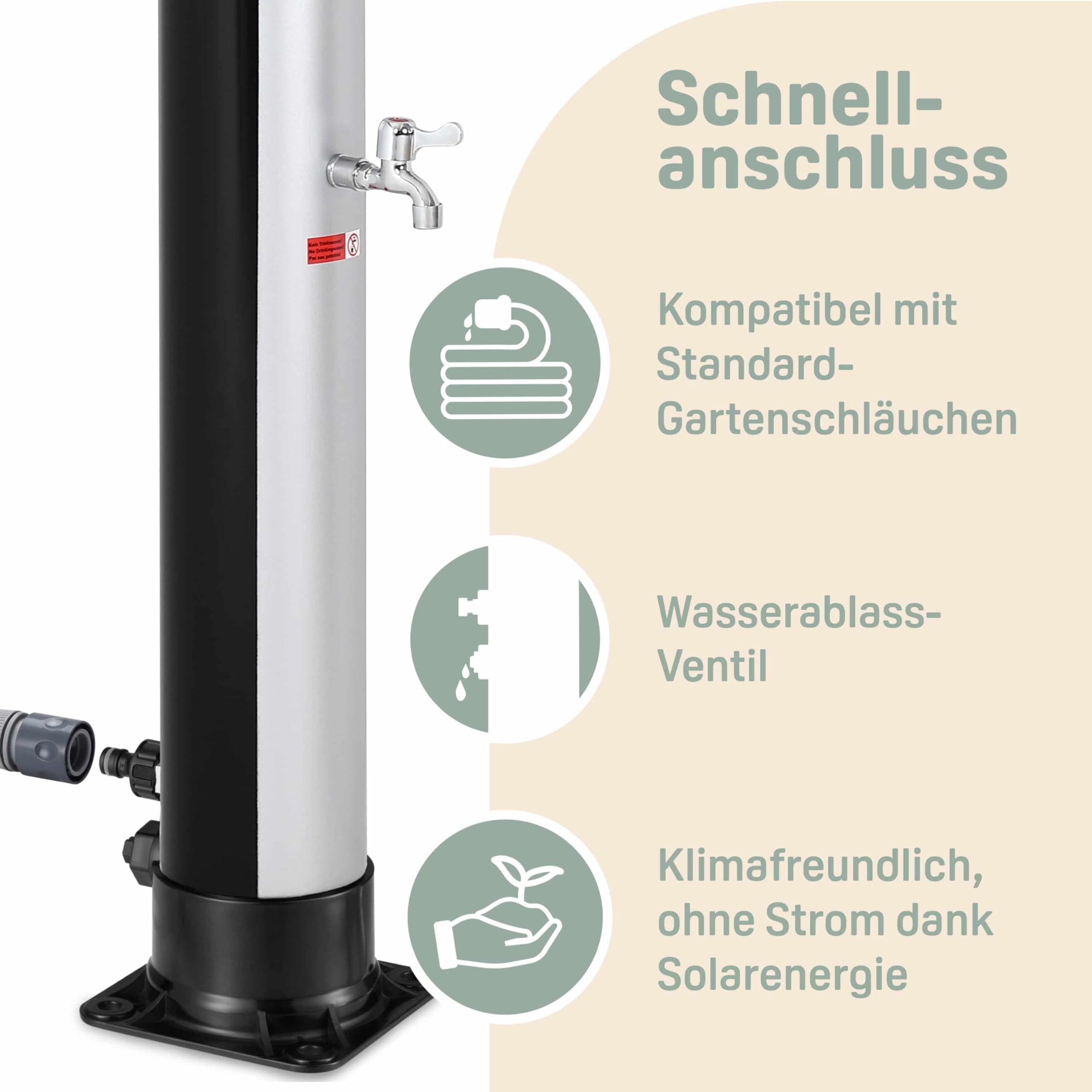 Monzana® Solardusche 35 Liter Gartendusche Campingdusche Pooldusche Außendusche UV-beständig PVC Regenduschkopf