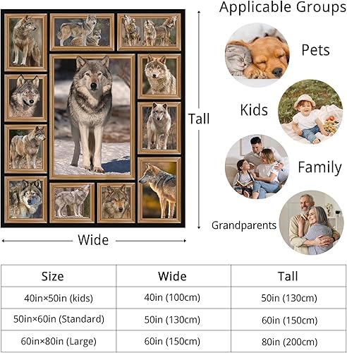 Miniatura 5 de Manta de lobo divertida manta de lobo lobo para hombres, mujeres y niños, regalos de lobo marrón para Navidad, cumpleaños, mantas de franela suaves