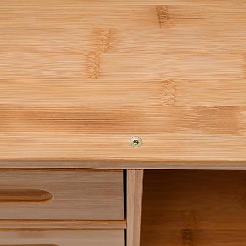 Miniatura 6 de Aparador pequeño de despensa de cocina de bambú con 2 cajones, armario de almacenamiento de cocina de 0.472 in de grosor, gabinete de almacenamiento