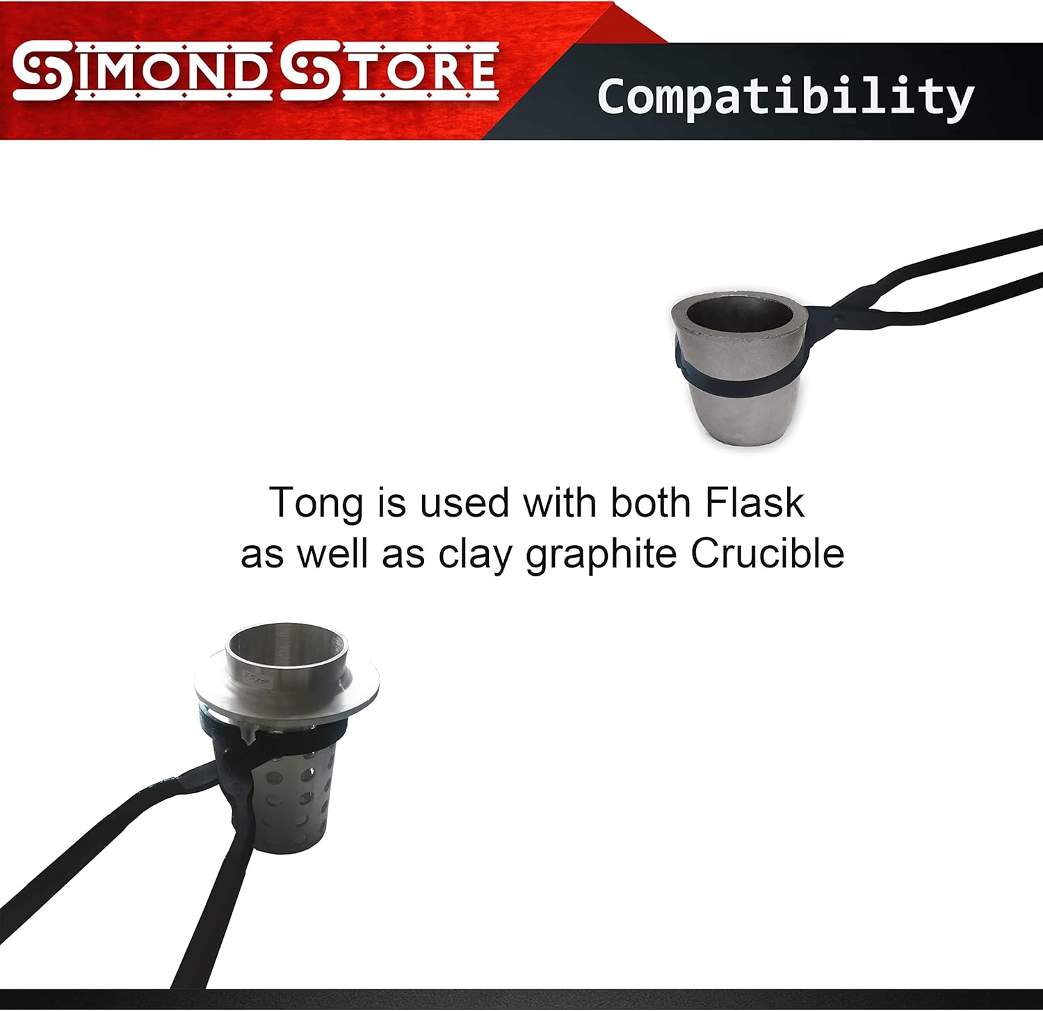 Simond Store 27" Blacksmith Tong Foundry Flask Metal Tongs for Clay Graphite and Graphite Crucibles, Heavy Duty Steel Tong 4" Diameter for Metal Melting Refining Casting Gold, Silver