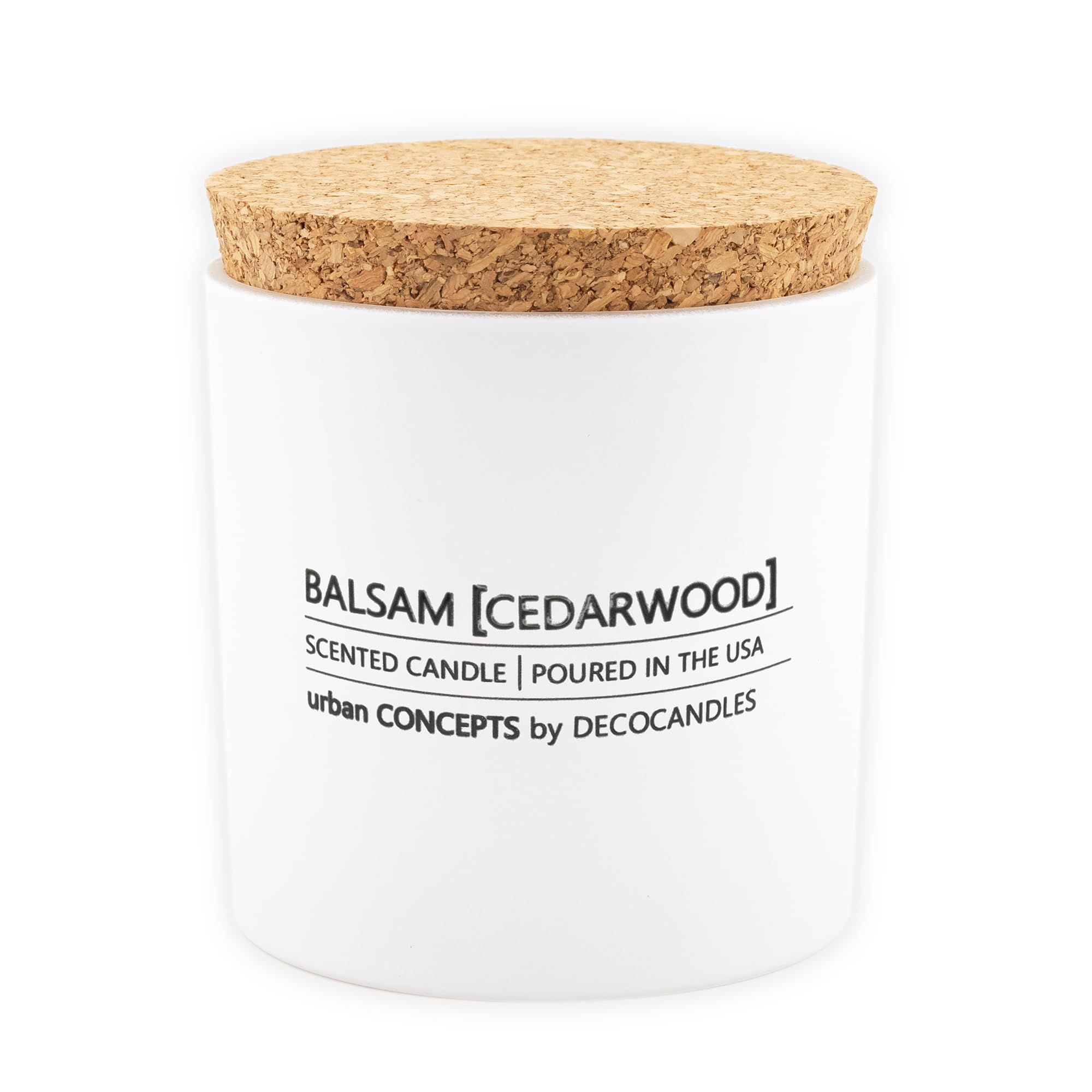 Urban Concepts by DECOCANDLES - Highly Scented Soy Candle - Long Lasting - Hand Poured in USA (9 Oz. Cork, Balsam &amp; Cedarwood)
