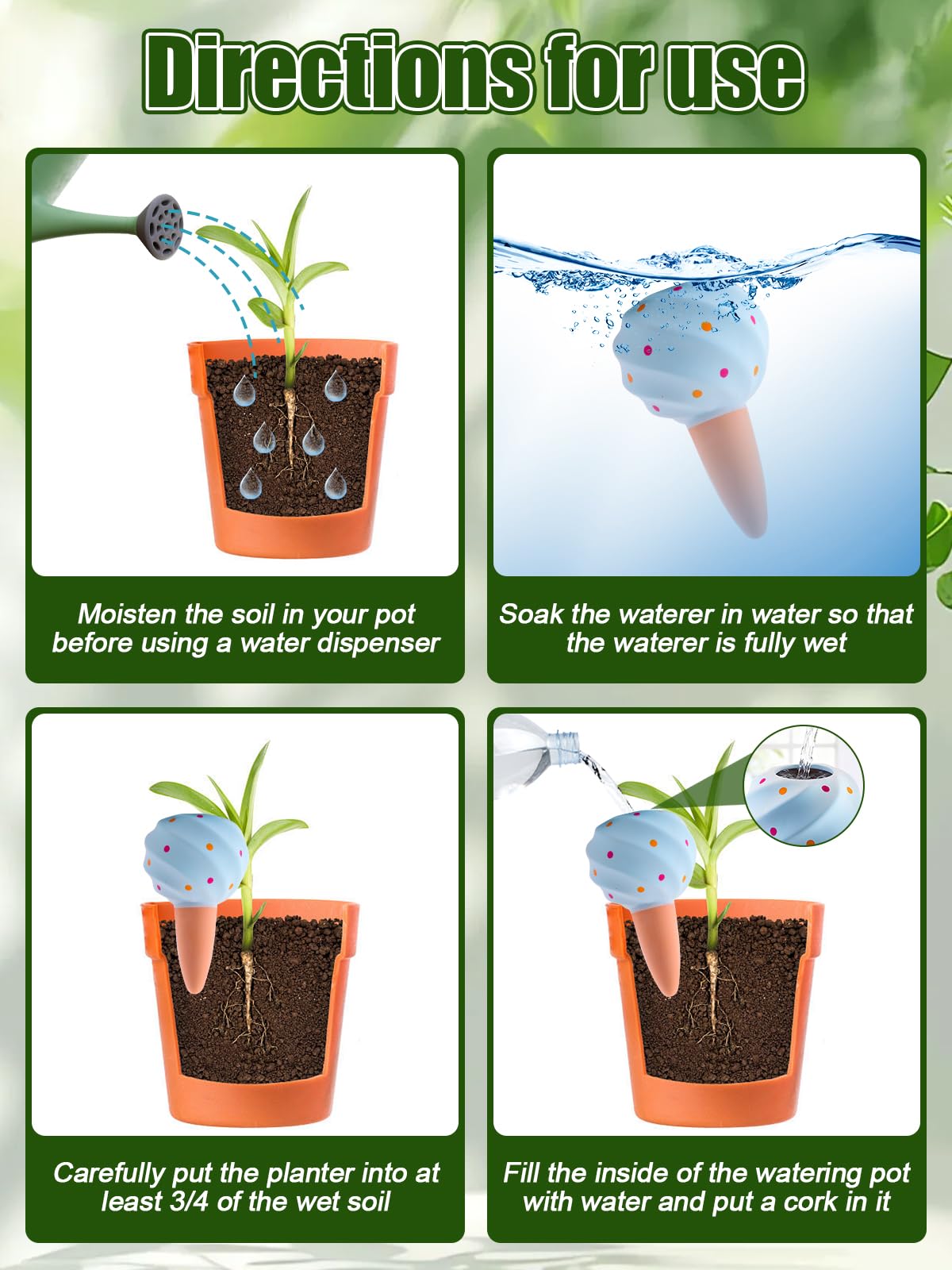 TOROKOM Irrigation Goutte à Goutte Kit, 4 Pcs Grands Globes d'arrosage pour Plantes, Pointes d'arrosage Systèmes D'irrigation Automatique pour Plantes Jardin, Intérieur, Extérieur(4 Couleurs)