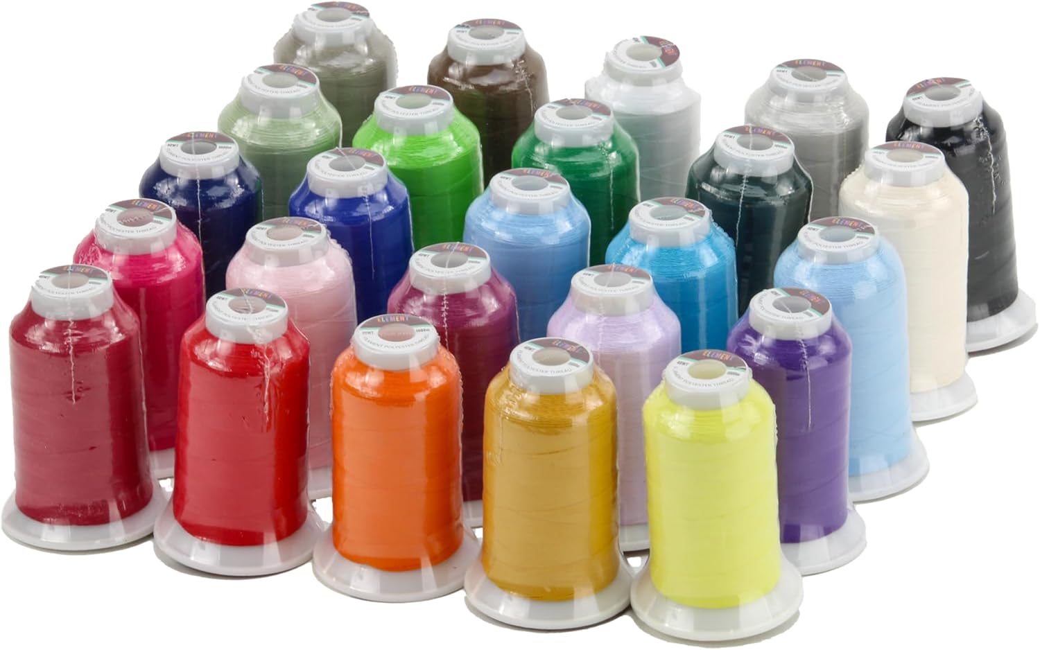 ELEMENT Rainbow Pack | Tray of 25 spools | Machine Embroidery Thread | 1000m Spool | 40wt | Matte | Compatible with Brother Babylock Janome Singer Pfaff Husqvarna Bernina Sewing Machines