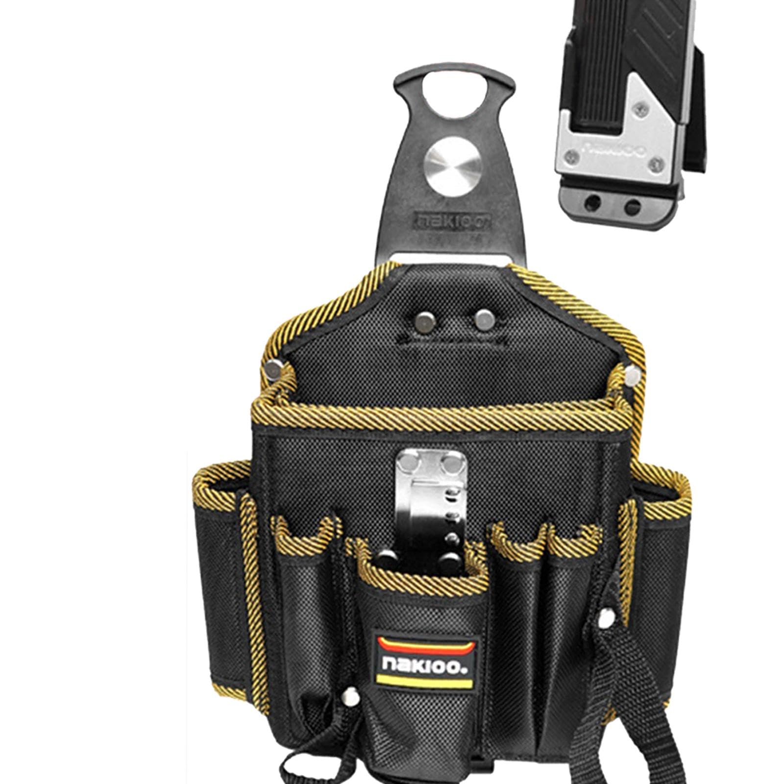 LOVIVER Borsa per Utensili con Clip Cinghia Portable Anti Scratch Walet Wake con Più Tasche per Carpentieri Elettricisti Regali di Amici