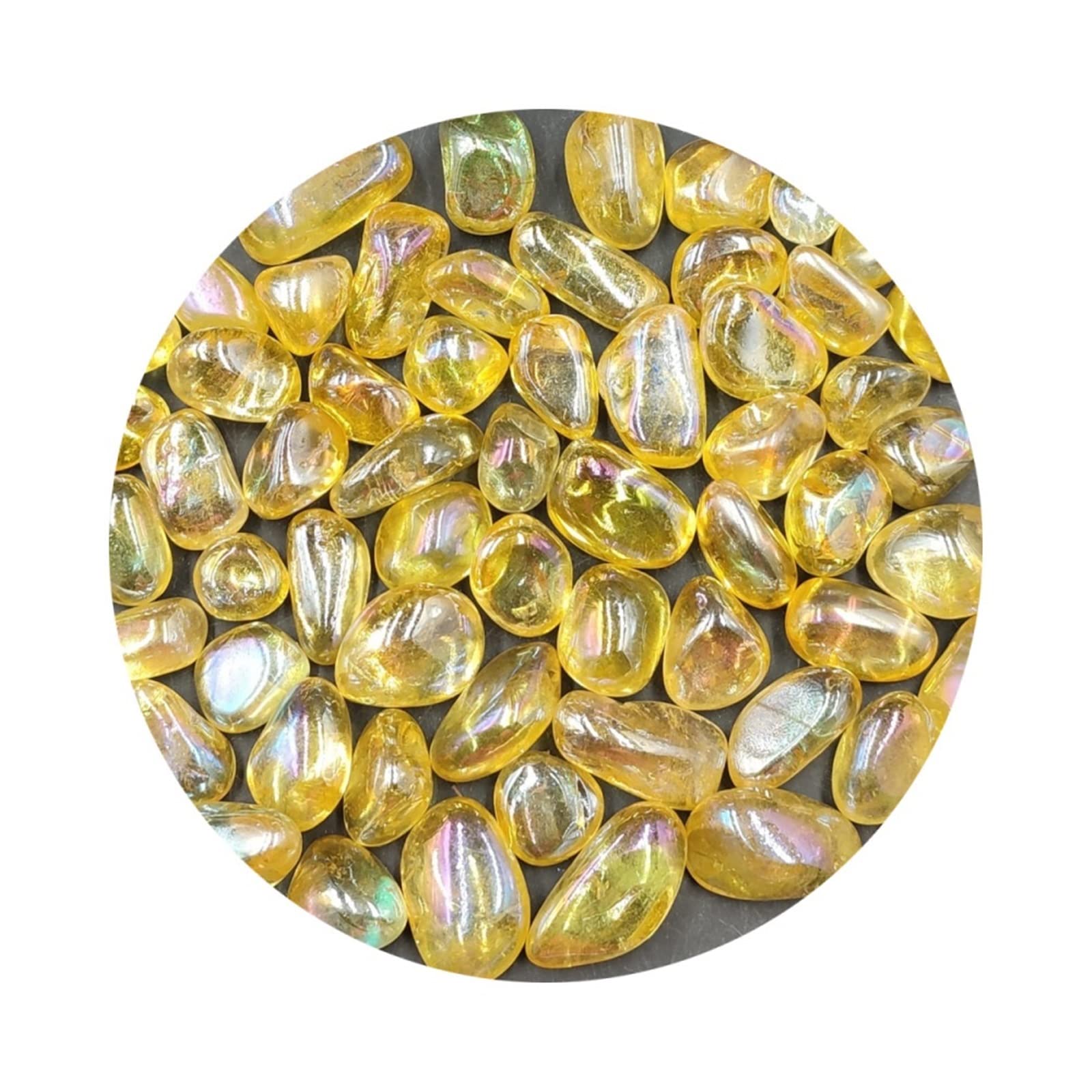 Raumdekoration 100 g Bulk Gelb Titan Aura Galvanisierter natürlicher klarer Quarzkristall Trommelsteine ​​Mineralien Wohnkultur Geschenk (Color : Blue Clear Tumbled, Size : 100g Bulk)