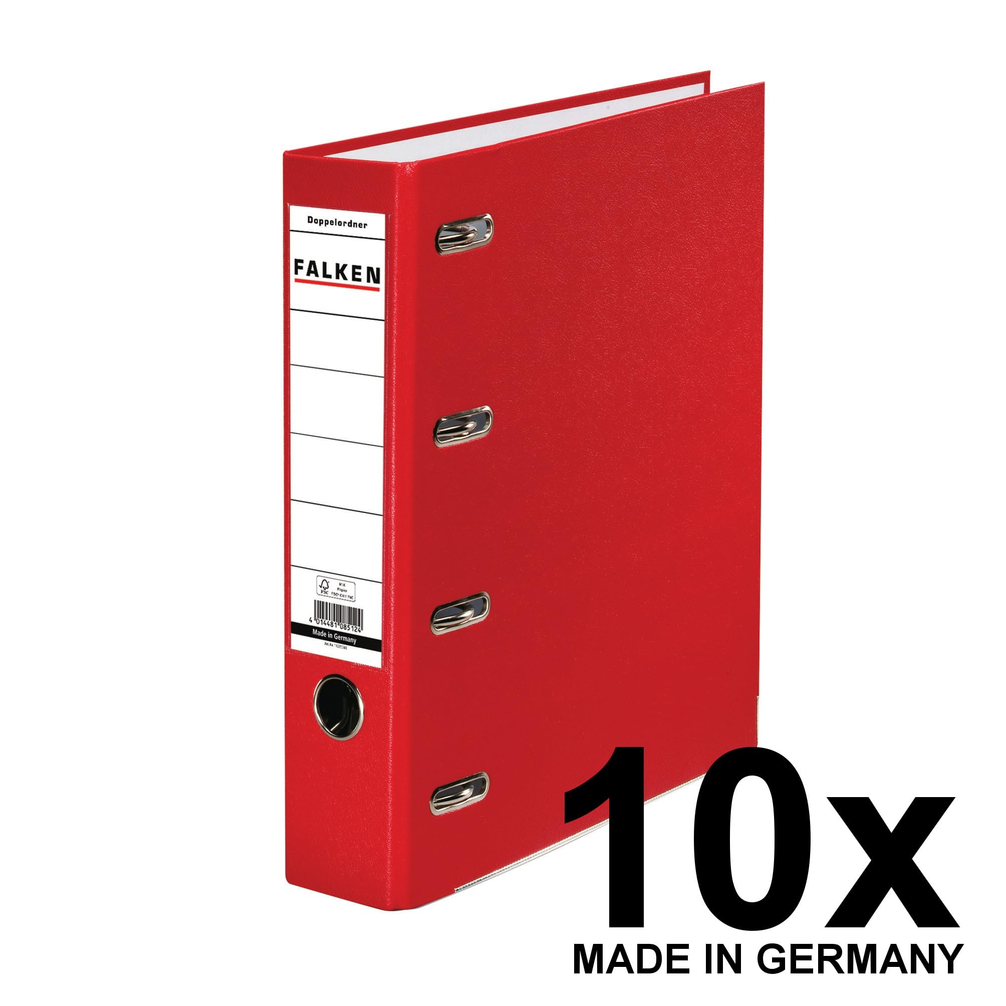 Falken - Archivador doble de plástico (polipropileno, 7 cm de ancho, para 2 compartimentos DIN A5, con ventana intercambiable), color rojo