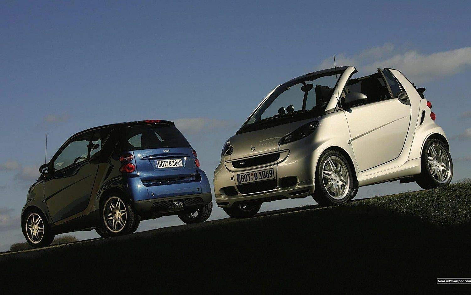 Il Tappeto Auto Fußmatten für Smart ForTwo W451, Baujahr 2007-2014, bunt bestickt ND grau