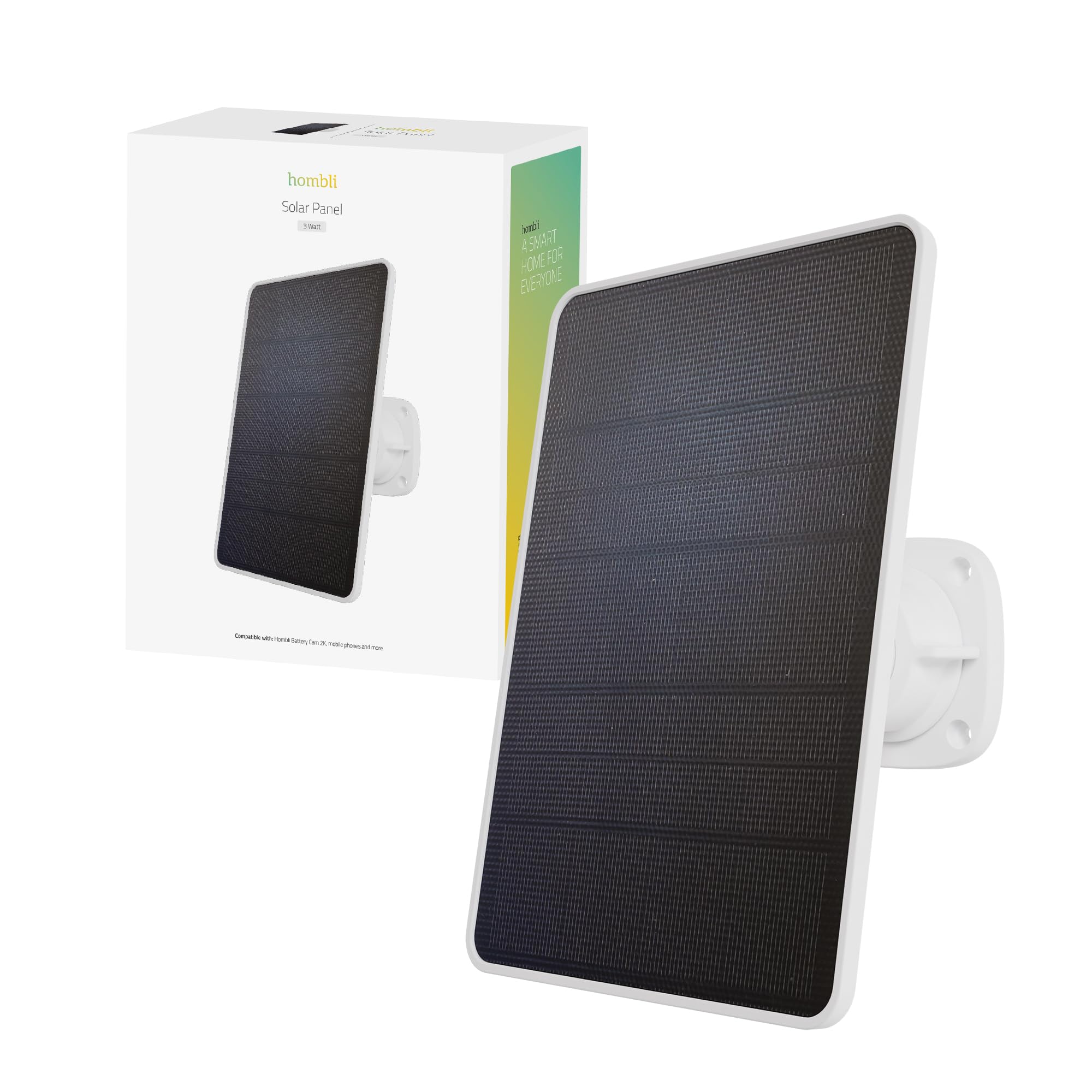 Hombli Solar Panel 3W mit USB-C Anschluss, wetterfestes Solarmodul zur Dauerstromversorgung kompatibler Geräte, inkl. Halterung und 3 m Kabel
