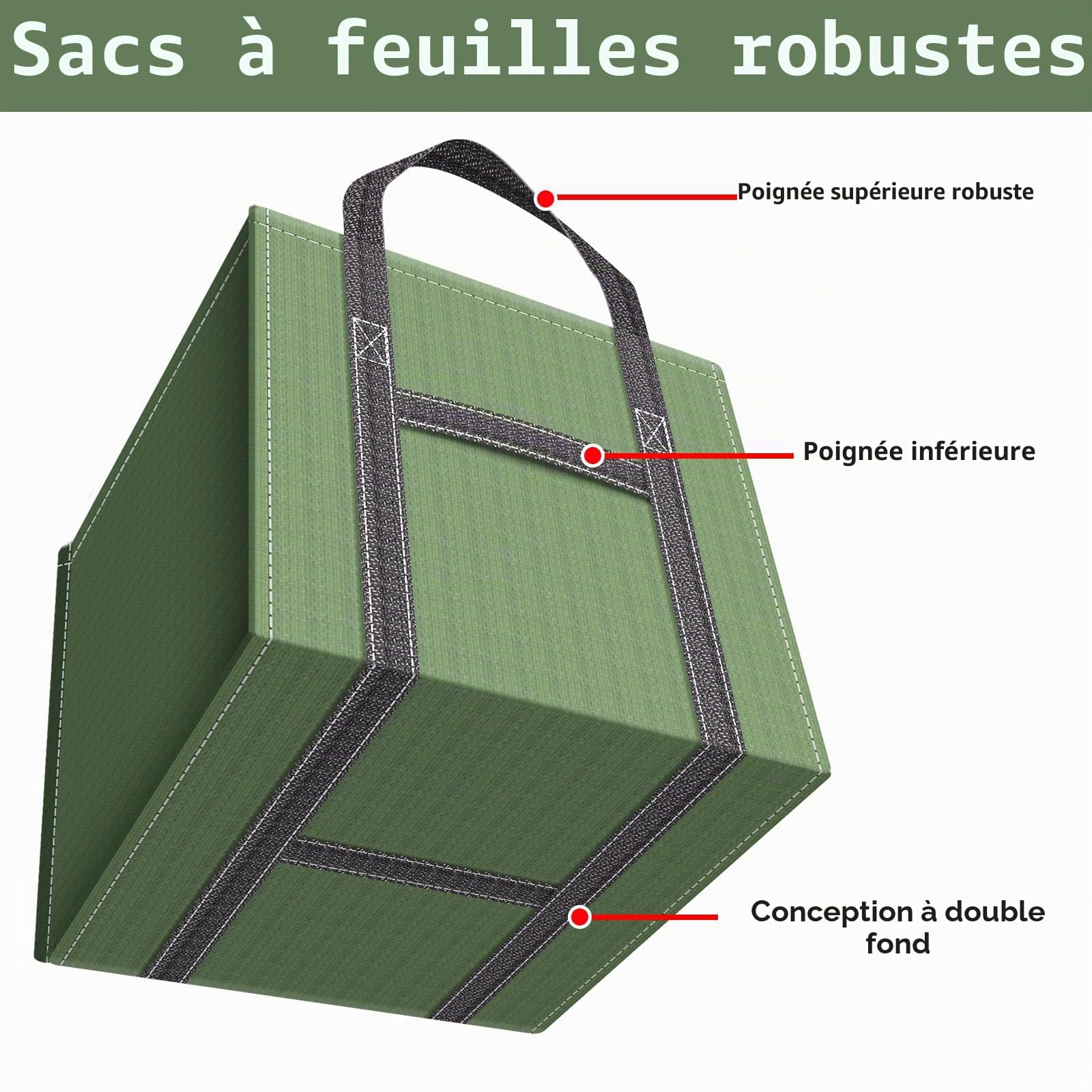 Sac Jardin Dechets Verts 2x250L, Sacs de déchets Jardin résistants en PP Robuste, Sacs Poubelle de Jardin Pliables et Réutilisables, étanche sac vegetaux jardin avec Poignées