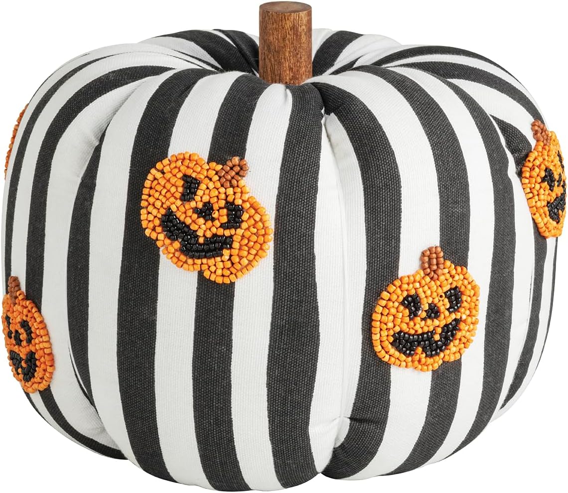 Mud Pie Halloween Beaded Pumpkin Jack-o-Lantern Icon Pumpkin Sitter