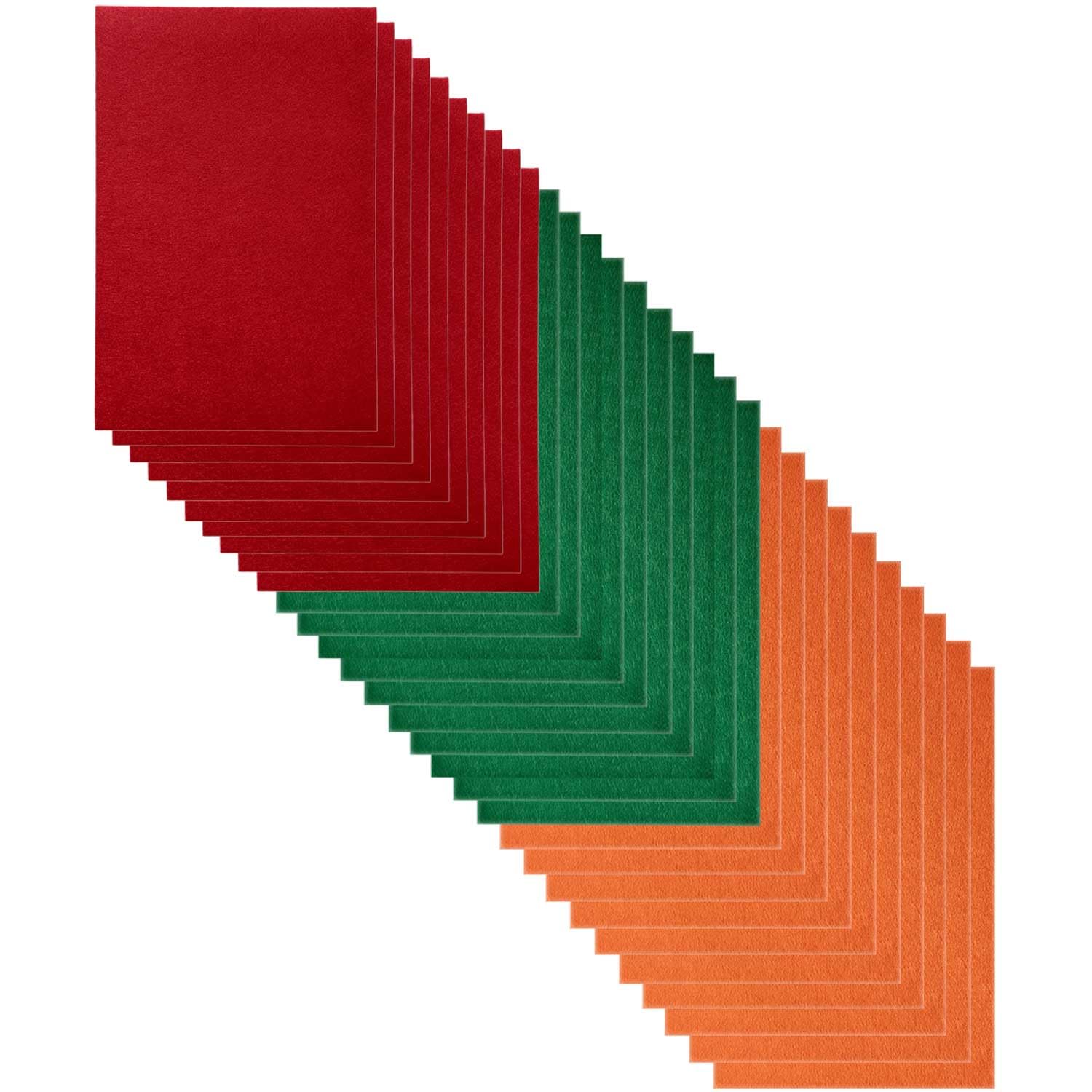 30 Stück A4 Bastelfilz – Je 10x Rot, Grün, Orange, 1 Mm Dick, Aus Polyester, 20x30 Cm