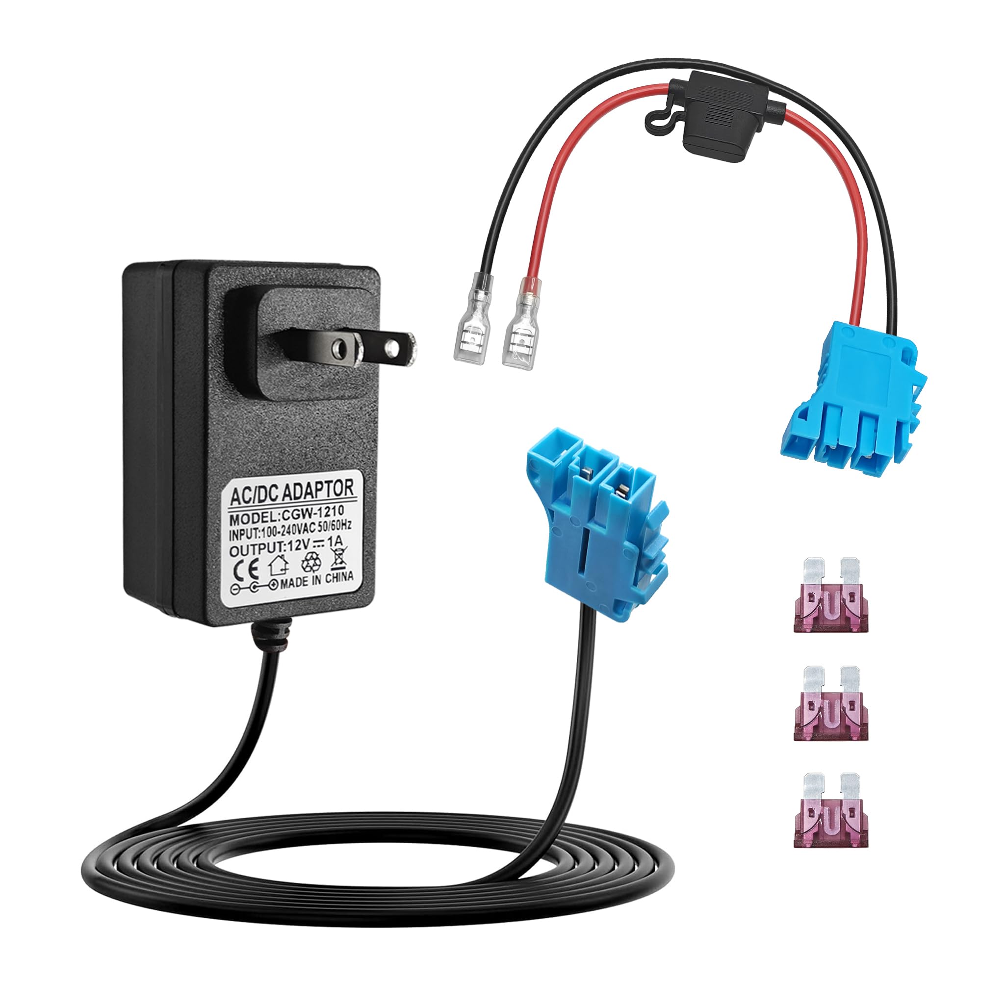 12V Battery Charger for Peg Perego 12 Volt Battery, Wire Harness Connector Compatible with Peg Perego Battery, Designed for John Deere Ground Force Tractor, John Deere Gator XUV Powered Ride On
