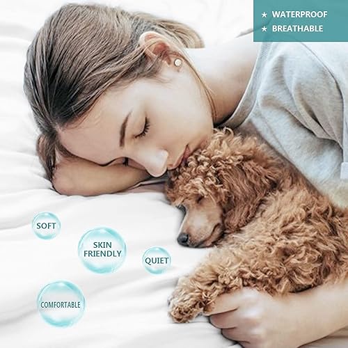 Miniatura 2 de Protector de colchón King impermeable, funda de colchón tamaño King, transpirable, sin ruido, funda de cama de bolsillo profundo para colchón de 6 a