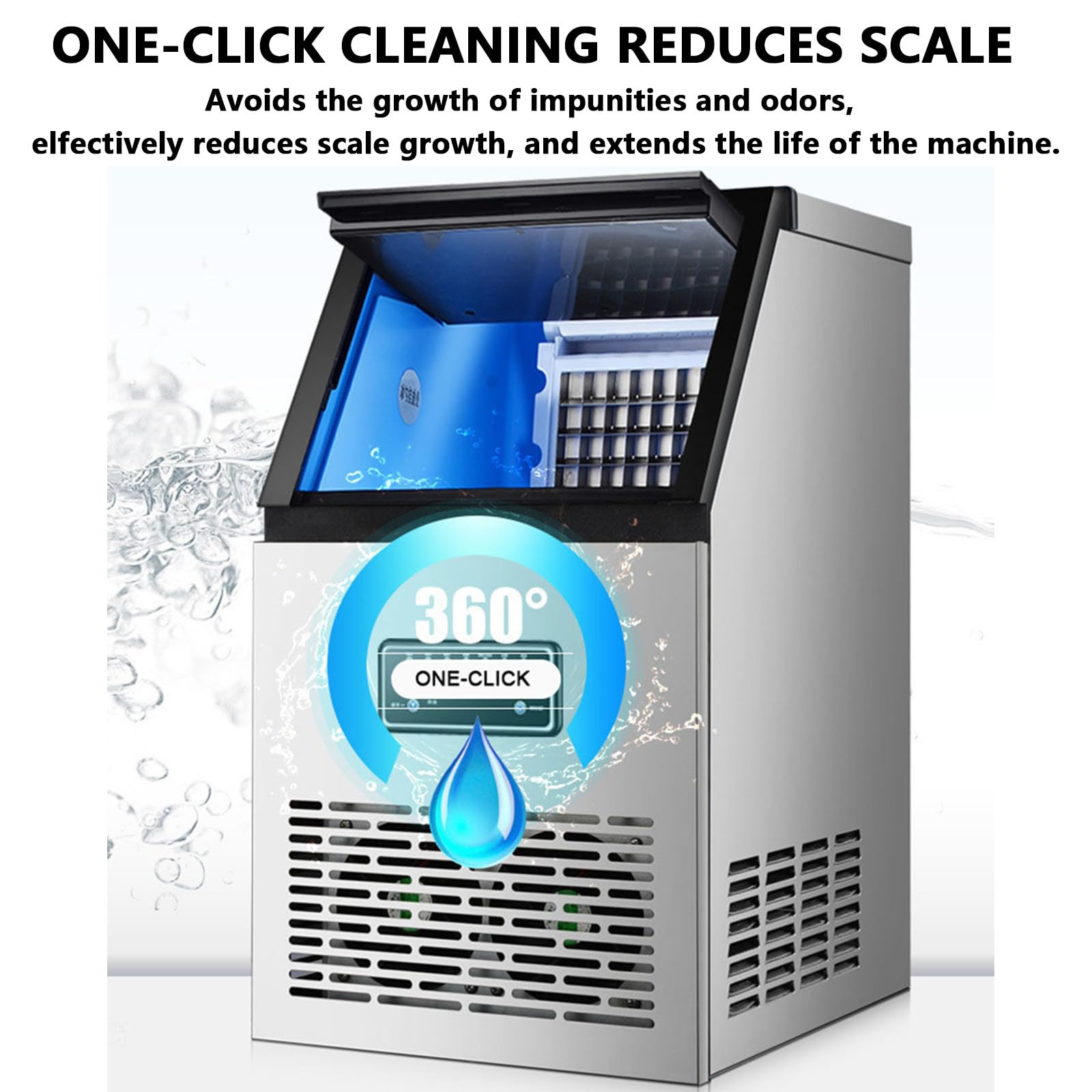 Máquina Hielo Comerciales Hacer Hielo Industrial Panel Control LCD Inteligente 40kg | Autolimpiante Ice Maker Machine Filtro Incluido y Pala para Cafeterías,Bares,Hoteles
