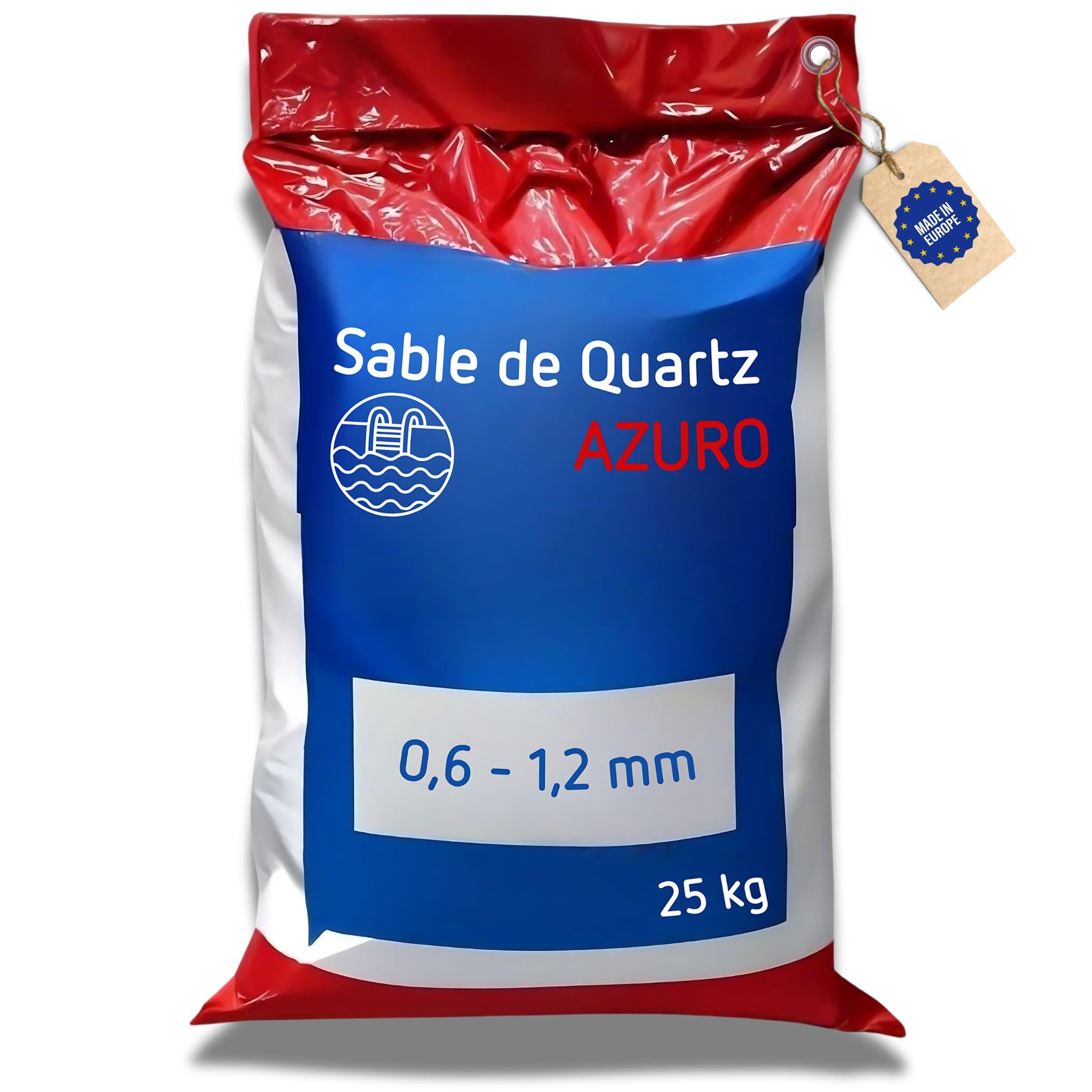 poolomio Sable filtrant Piscine Filtre à Sable 25 kg | Sable de Quartz Azuro de Haute qualité, Filtre à Sable, Filtre de Piscine | 0,6-1,2 mm de granulométrie pour Une Eau de Piscine limpide