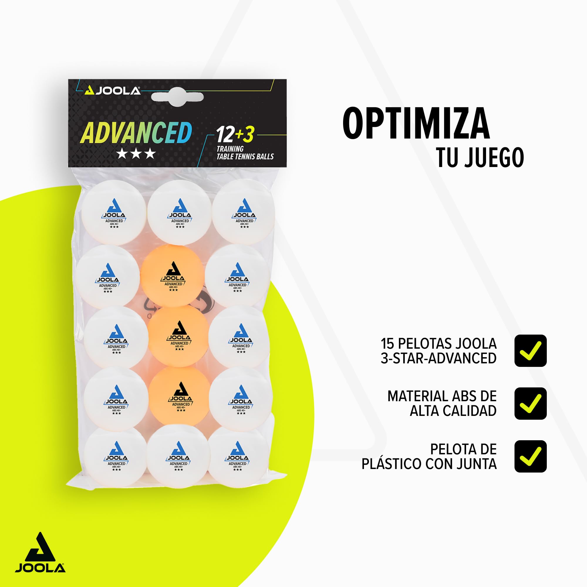 JOOLA Pelotas de Tenis de Mesa 3 Estrellas 40 mm Entrenamiento Avanzado