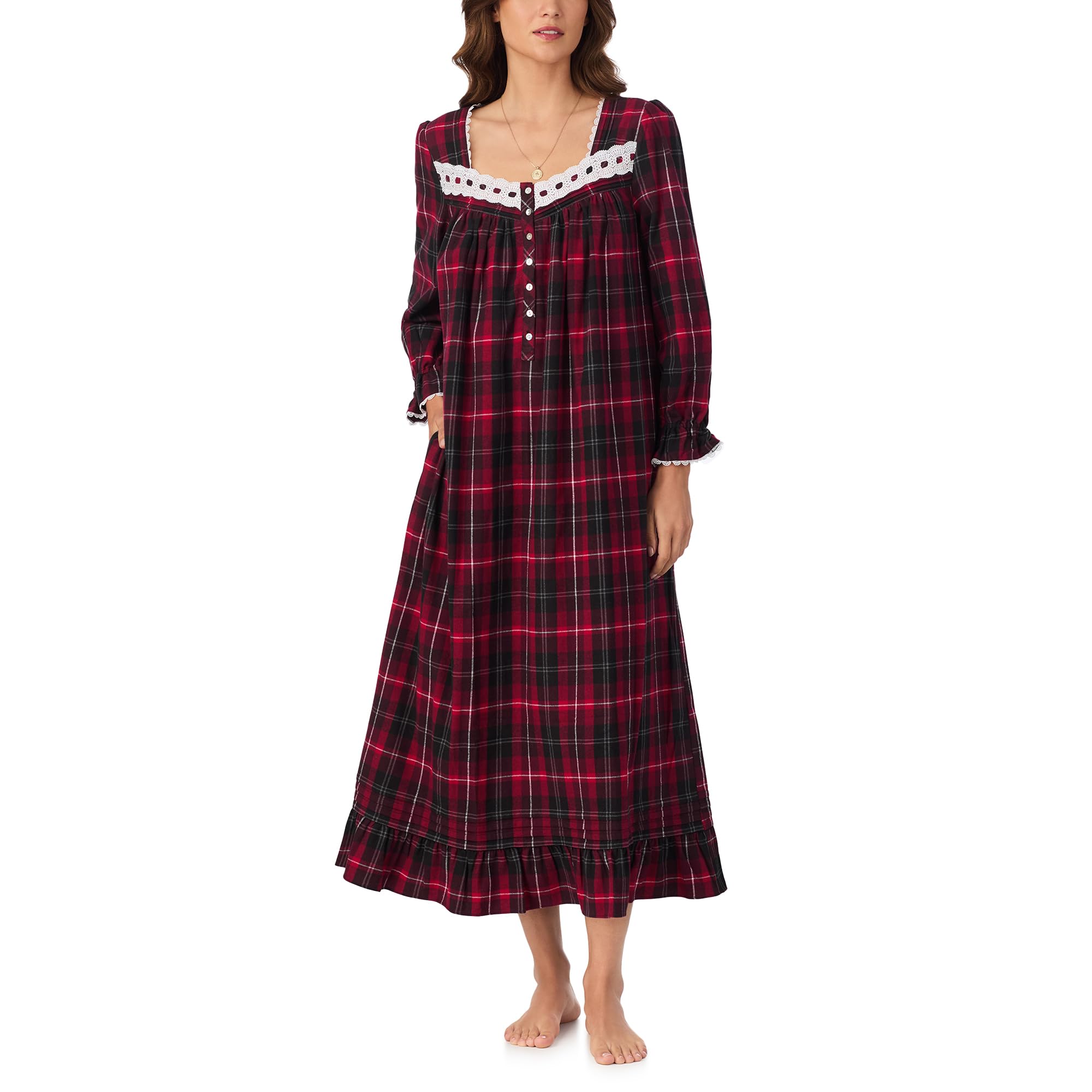 Womens Sleepwear & Loungewear - Brushed Flannel Collection - 100% Cotton Long Sleeve 50" Long Ballet Nightgown-image-17