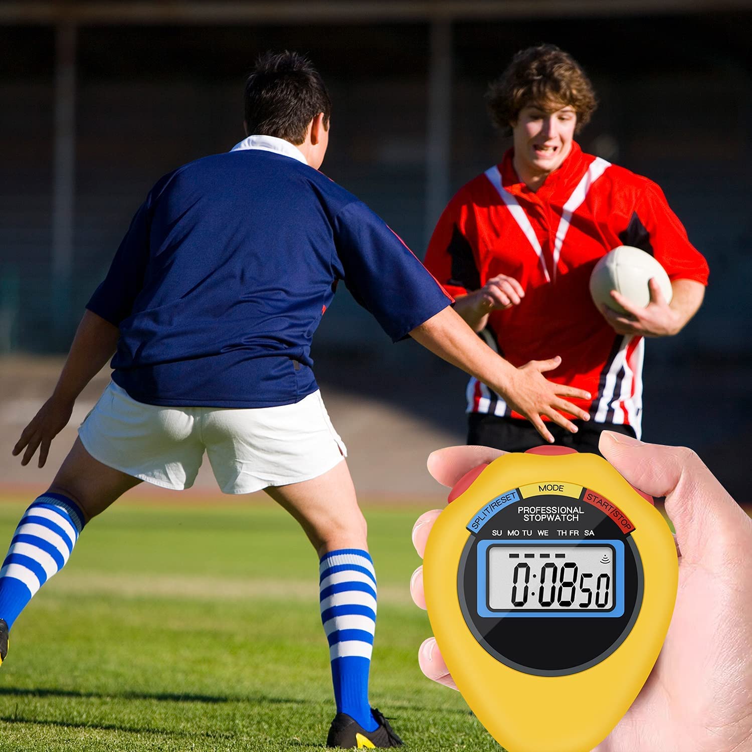Confezione da 24 cronometro elettronico digitale digitale multifunzione, display grande con data e funzione di allarme, adatto per allenatori sportivi, allenatori e arbitri (giallo)
