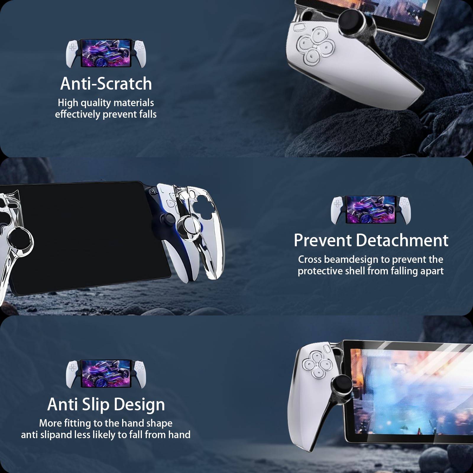 Buithafu Étui de Transport 8-1 pour PlayStation Portal, Accessoire de Voyage Portable, Comprenant Étui Rigide, Coque de Protection Transparente, 2 Protections d'Écran, 4 Grips de Joystick en Silicone