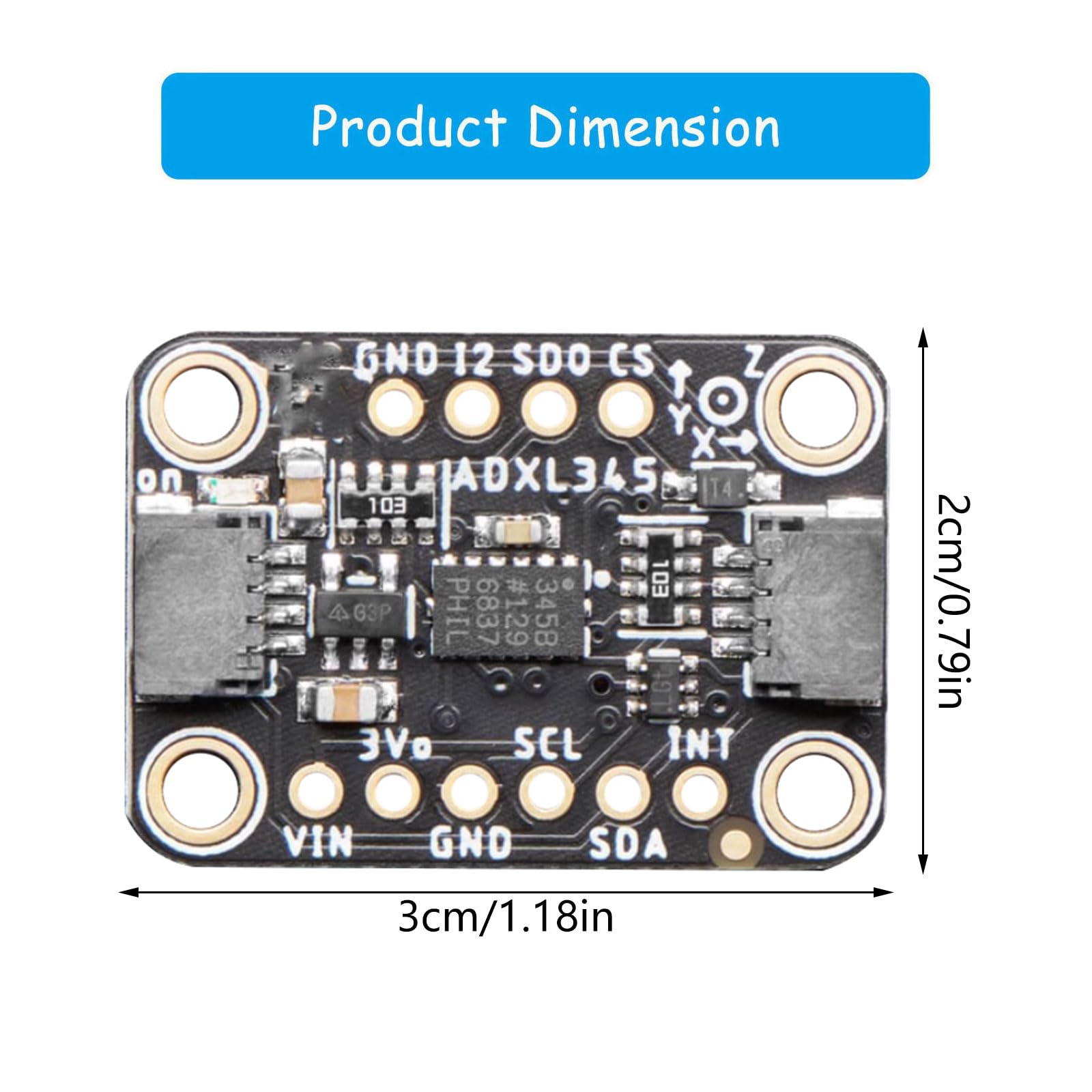 IY99 ADXL345 Module accéléromètre 3 axes avec régulateur et dérailleur pour microcontrôleurs 3,3 V/5 V