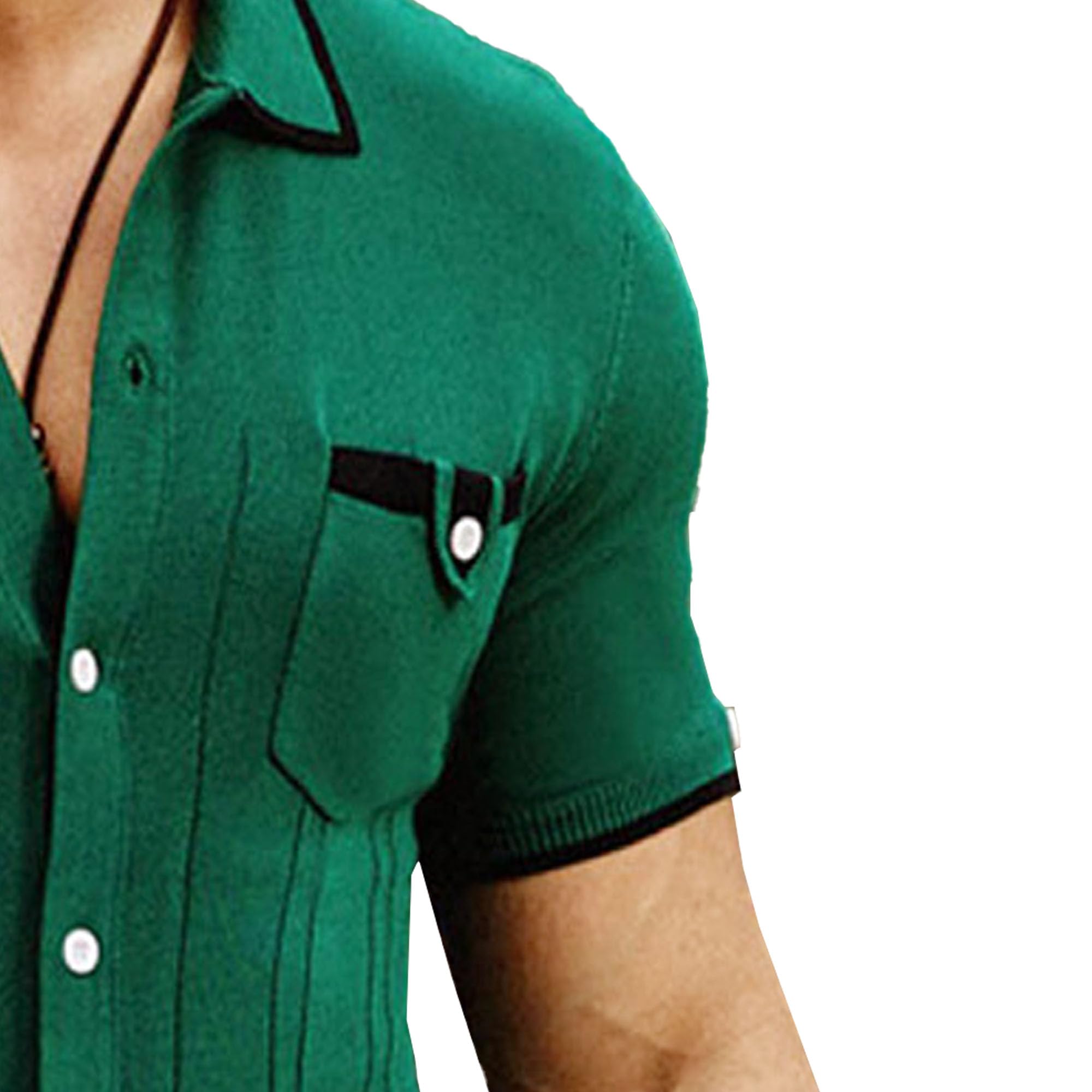 Camiseta de cuello cubano para hombre, estilo vintage, con botones, para vacaciones, de punto a rayas, para golf, playa