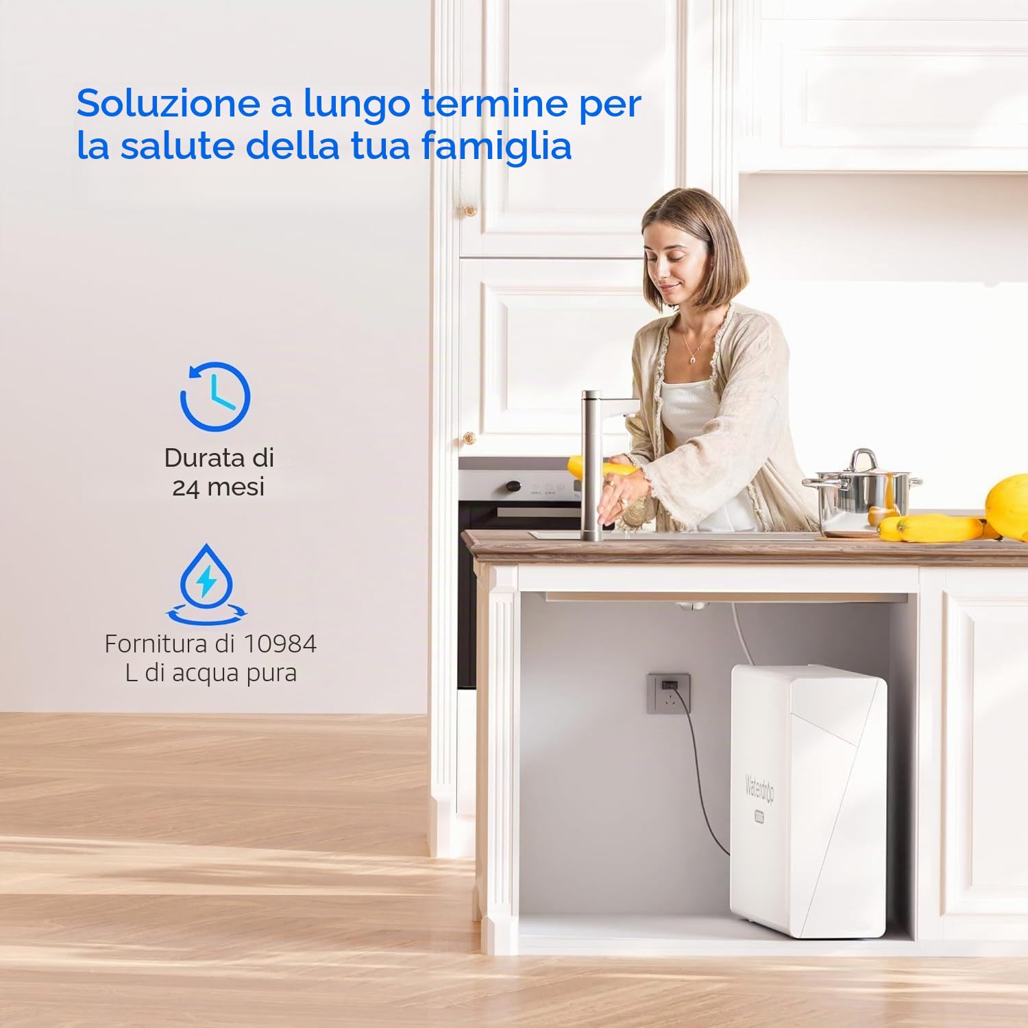 Waterdrop WD-X12-F3 Filtro di Ricambio per X12-Basic e WD-X12-Alkaline 1200 GPD Sistema a Osmosi Inversa, Durata 24 mesi, Riduce i PFAS