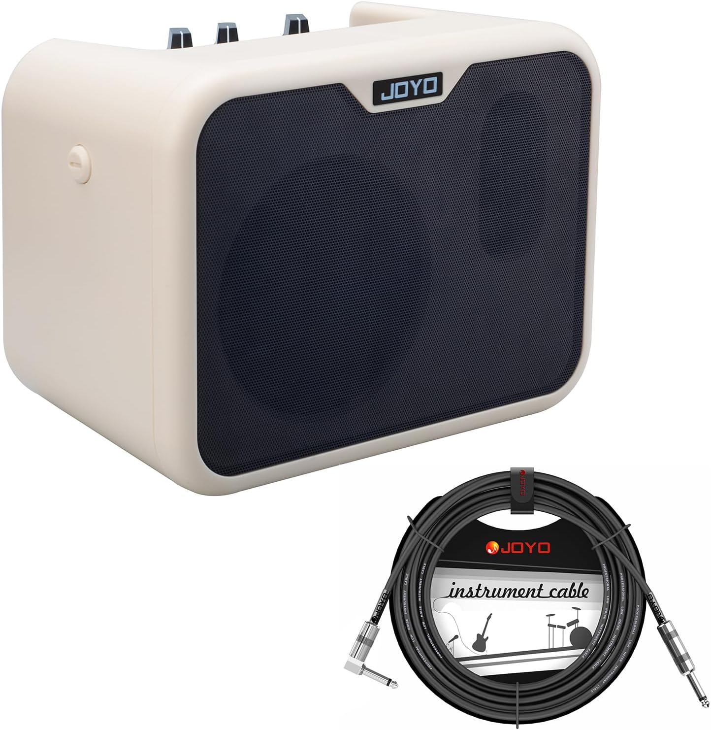 JOYO MA-10B 10W Small Practice Bass Combo Amplifier Portable Bundle with CM-12 Mono 6.35mm Audio Instrument Cable 15Feet